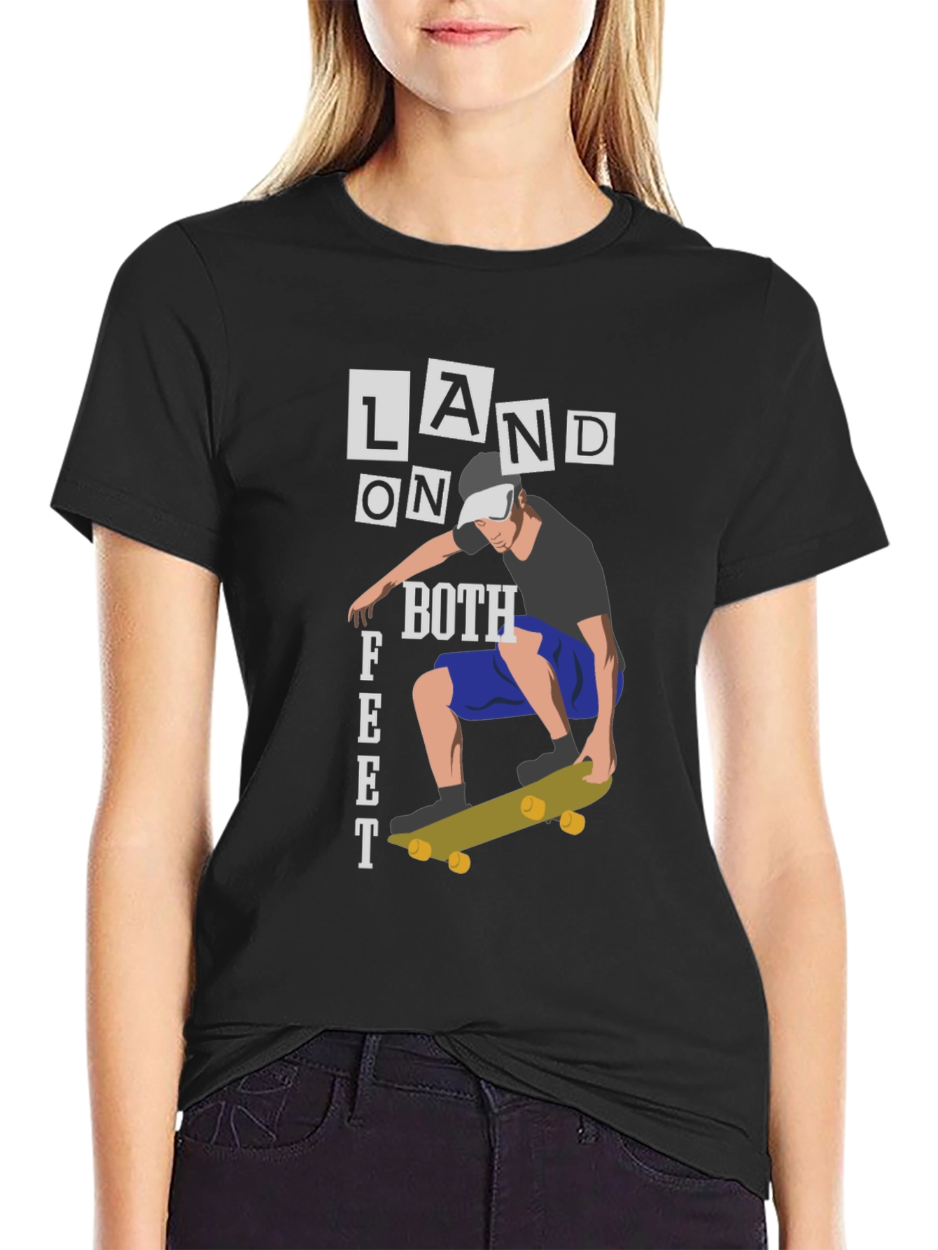 Land On Both Feet Skateboard T-Shirt