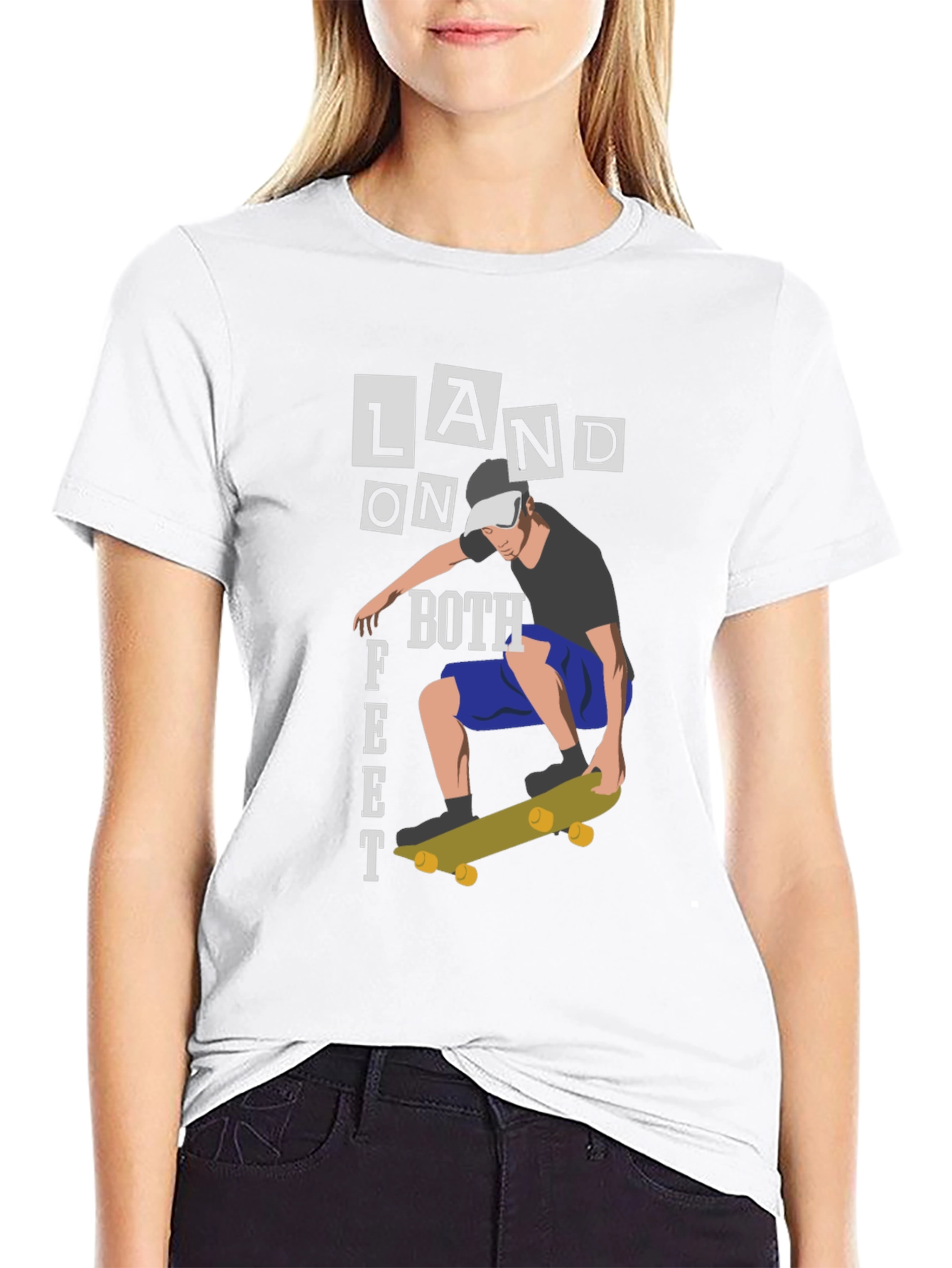 Land On Both Feet Skateboard T-Shirt