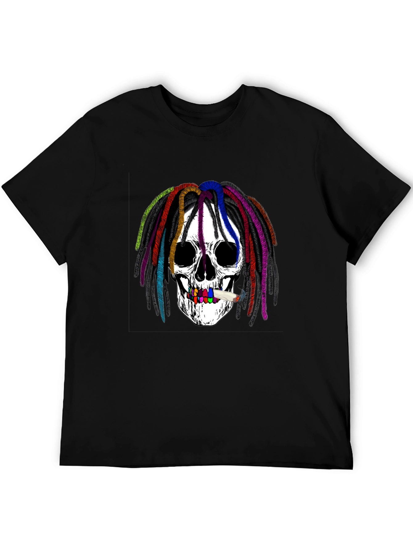 Skull with Rainbow Dreadlocks Graphic Tee