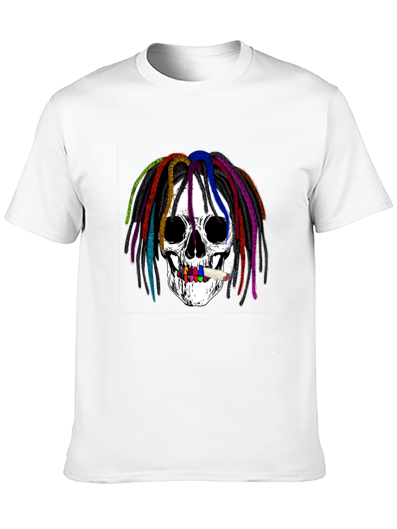 Skull with Rainbow Dreadlocks Graphic Tee