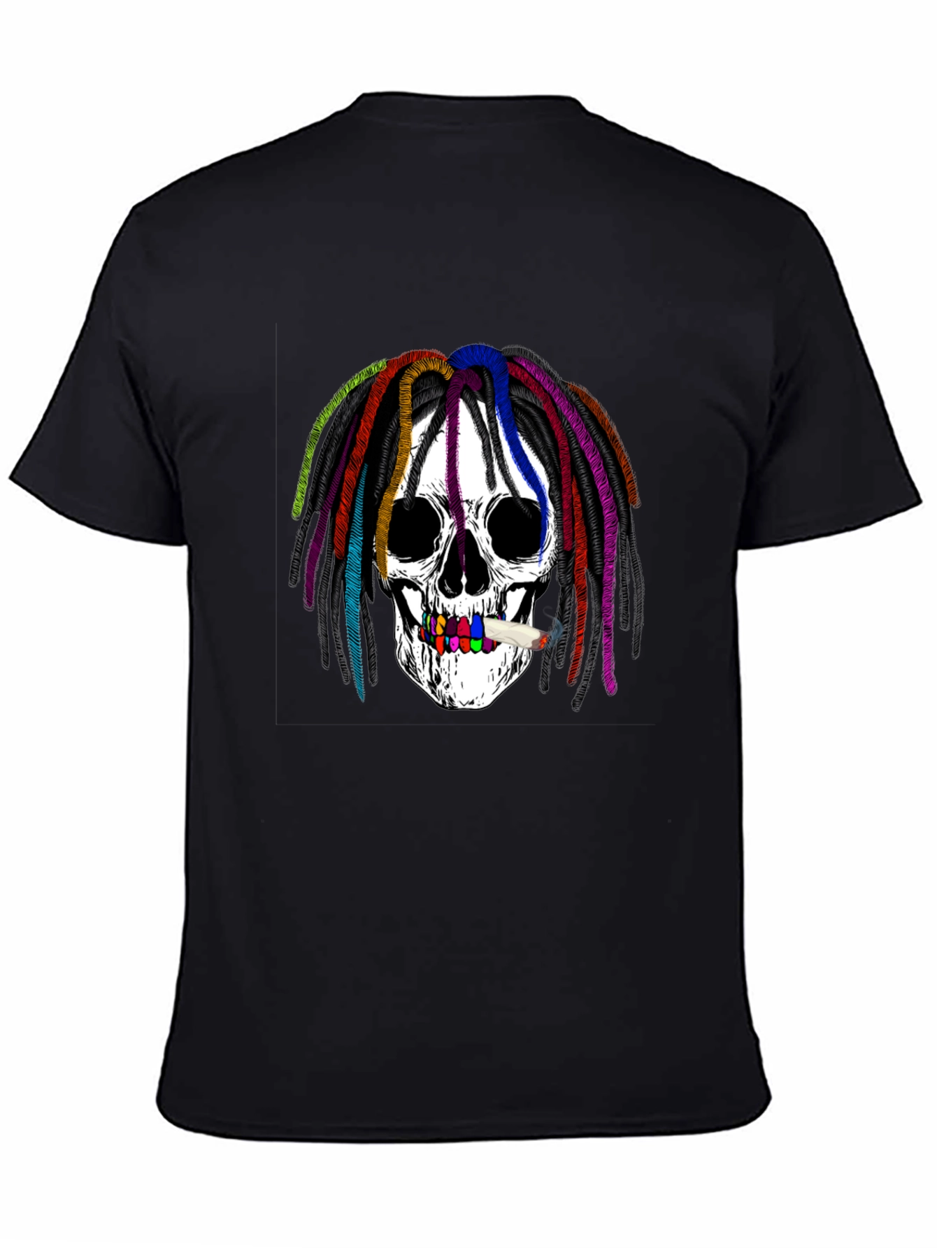Skull with Rainbow Dreadlocks Graphic Tee