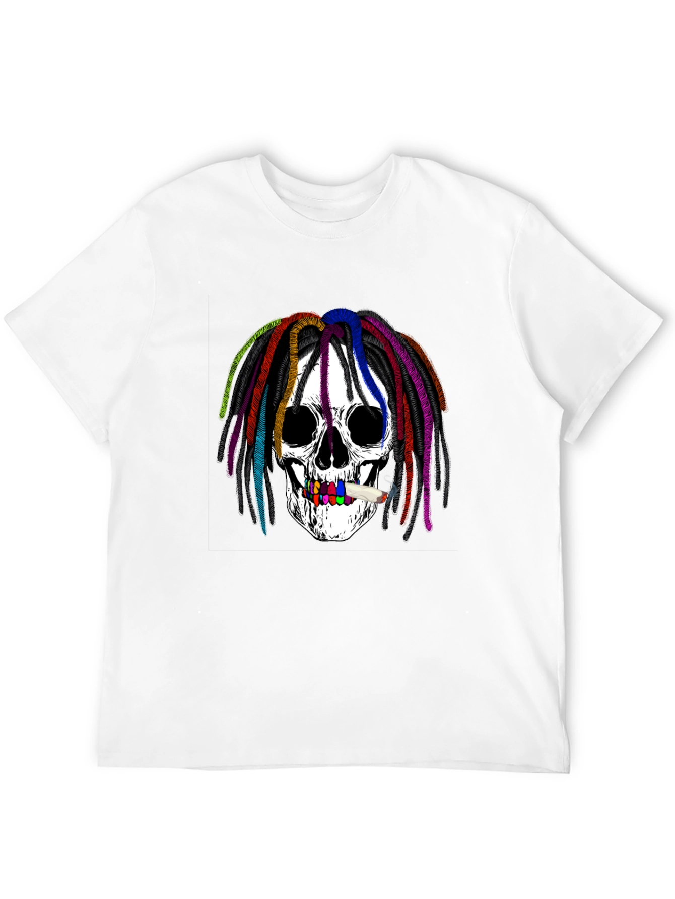 Skull with Rainbow Dreadlocks Graphic Tee