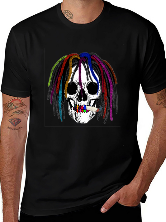 Skull with Rainbow Dreadlocks Graphic Tee