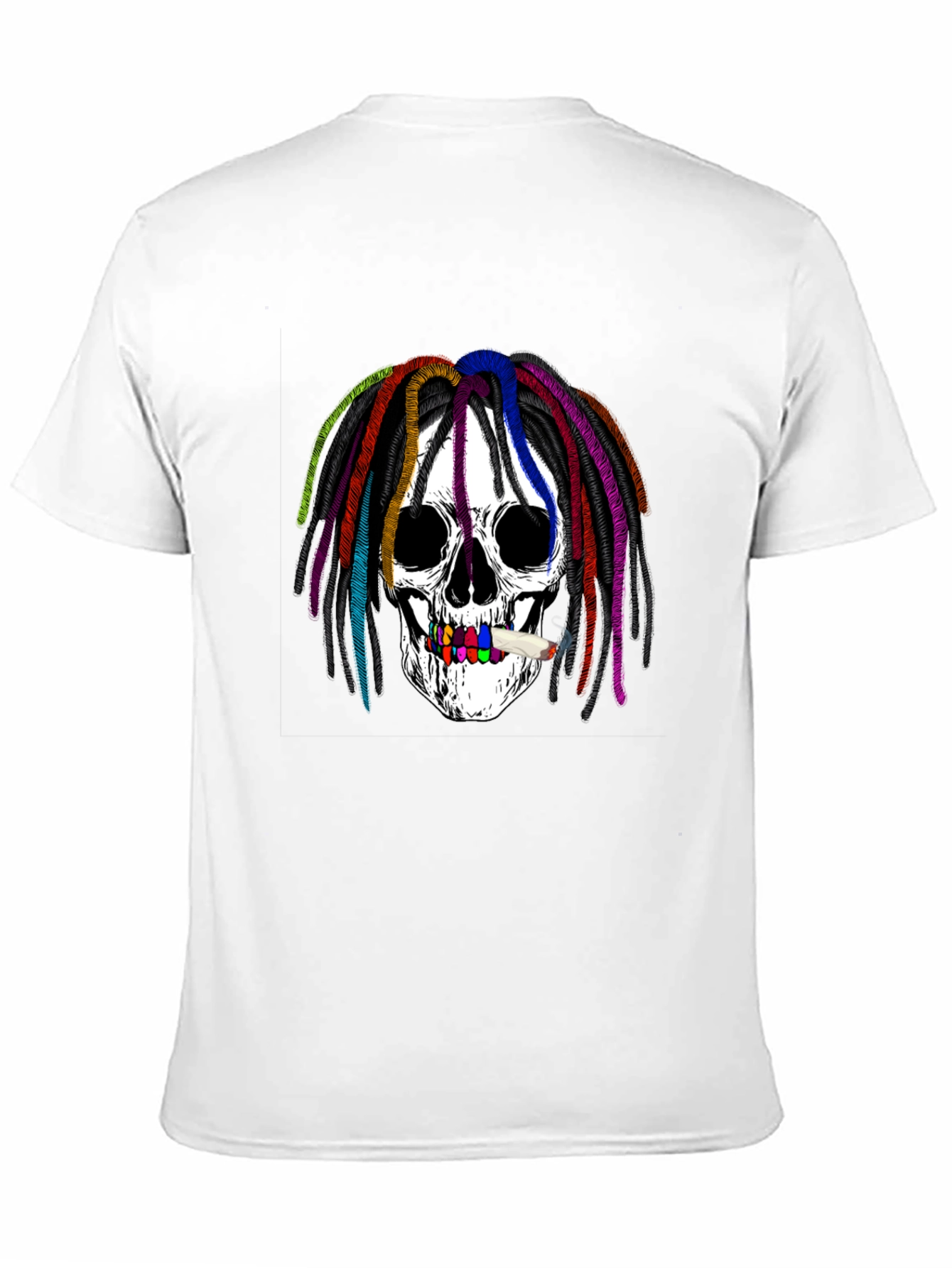 Skull with Rainbow Dreadlocks Graphic Tee