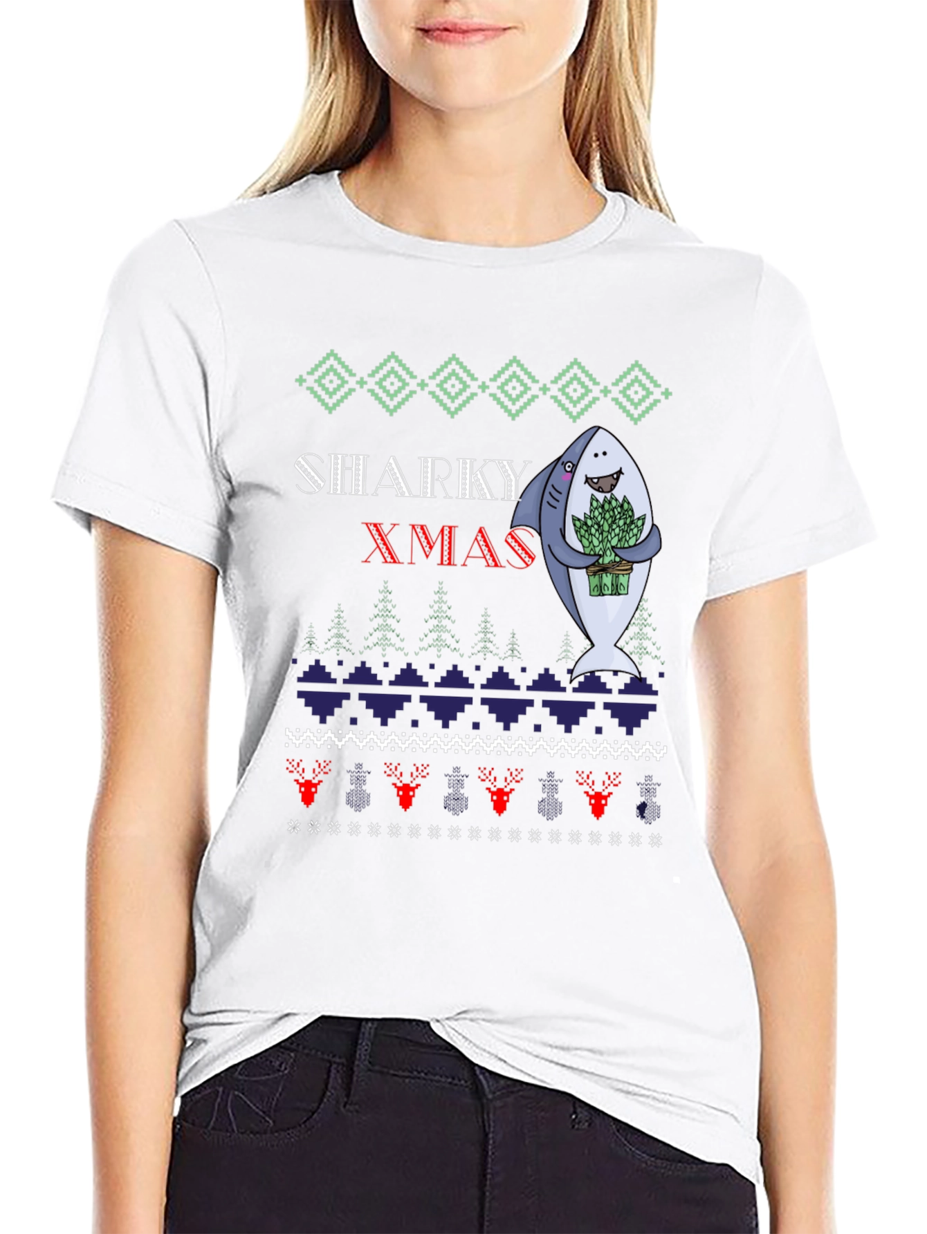 Sharky Xmas Ugly Christmas Sweater T-Shirt
