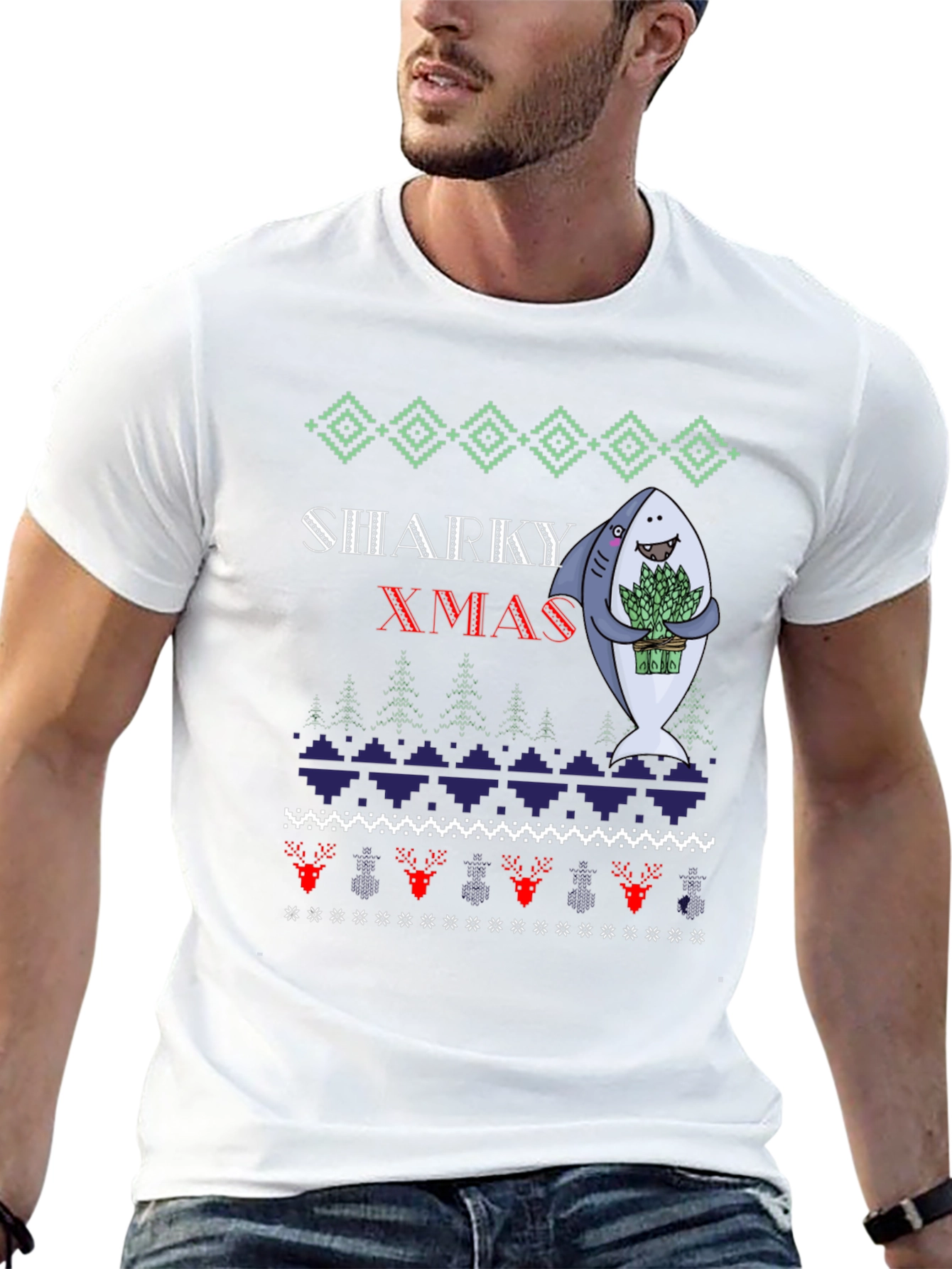 Sharky Xmas Ugly Christmas Sweater T-Shirt