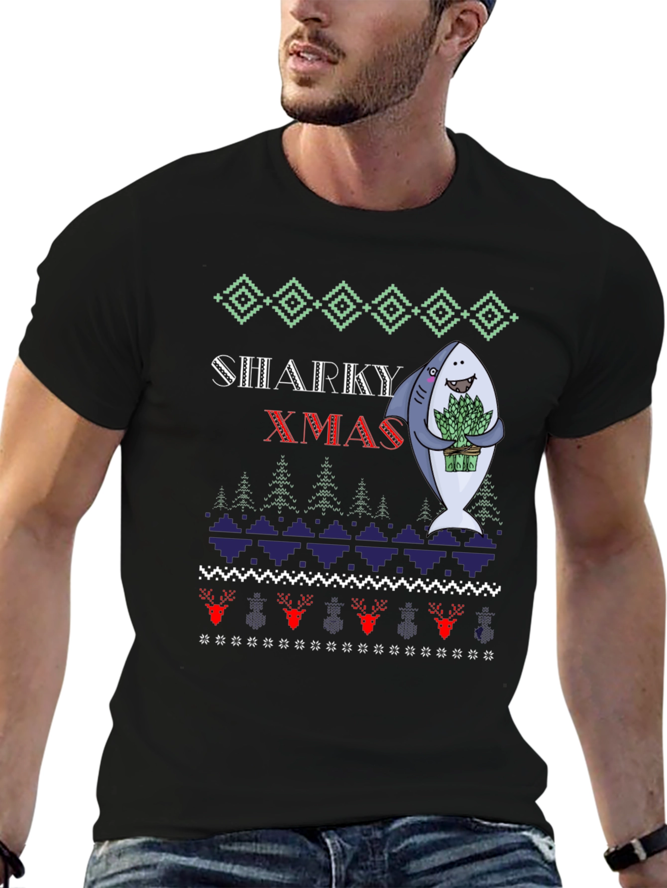 Sharky Xmas Ugly Christmas Sweater T-Shirt