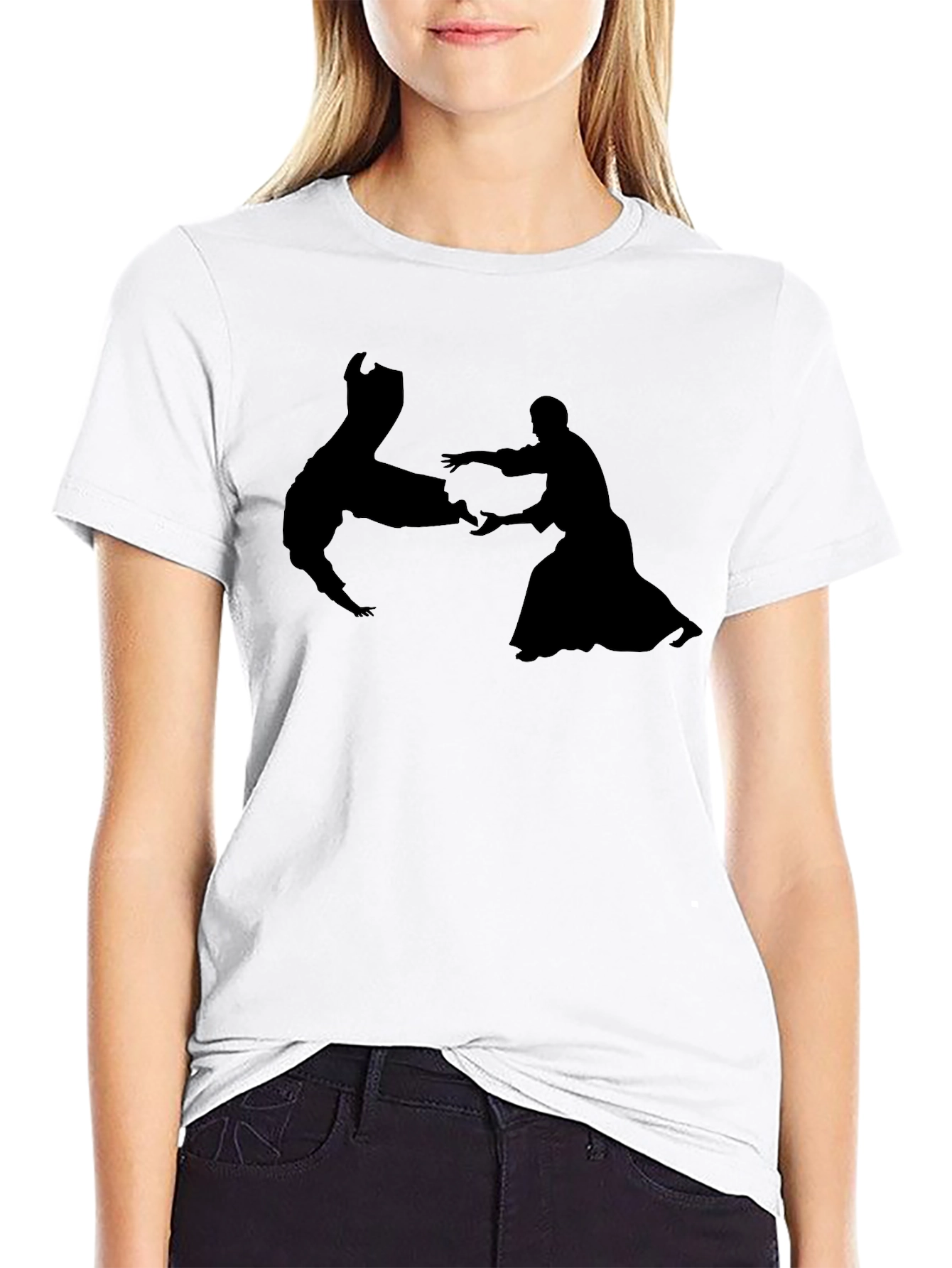 Aikido Silhouette Black T-Shirt - Martial Arts Tee