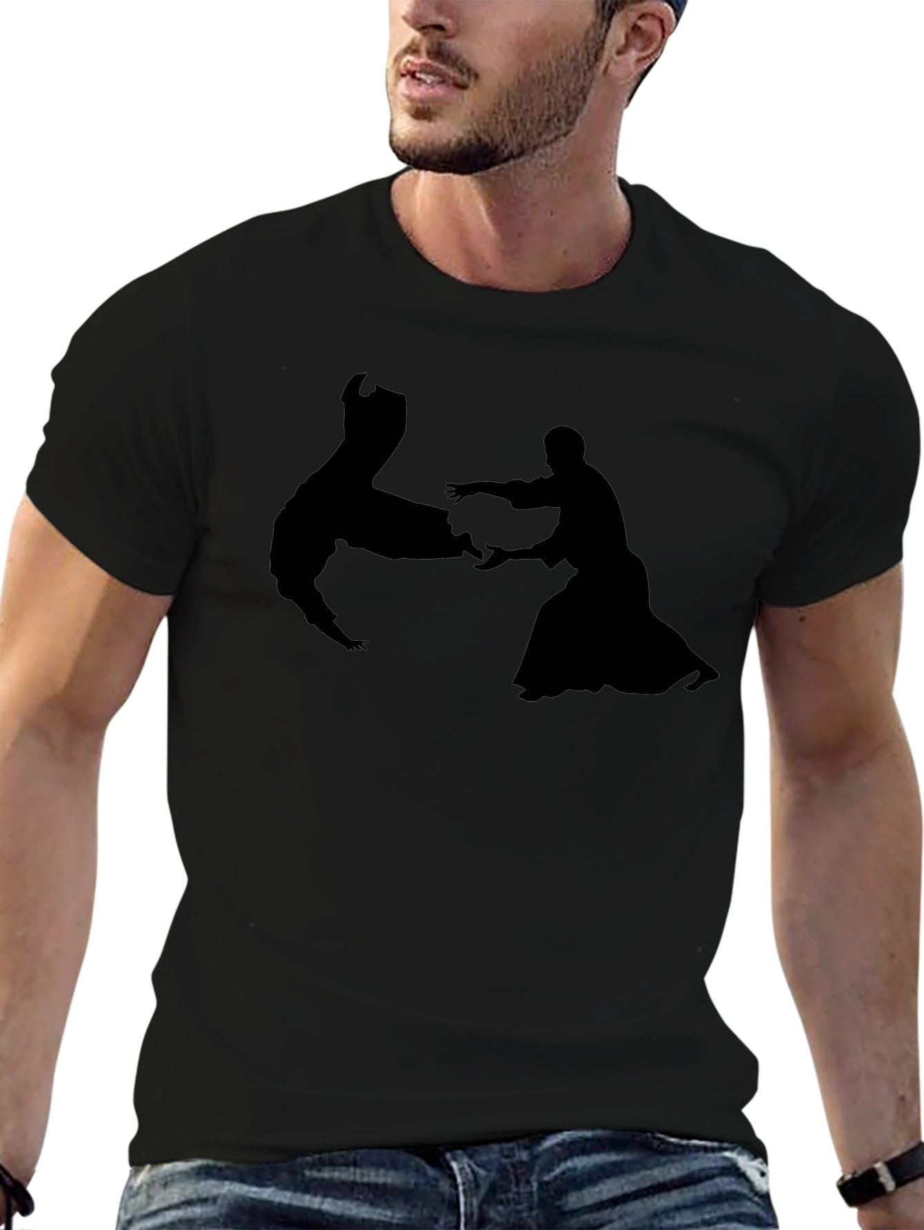 Aikido Silhouette Black T-Shirt - Martial Arts Tee