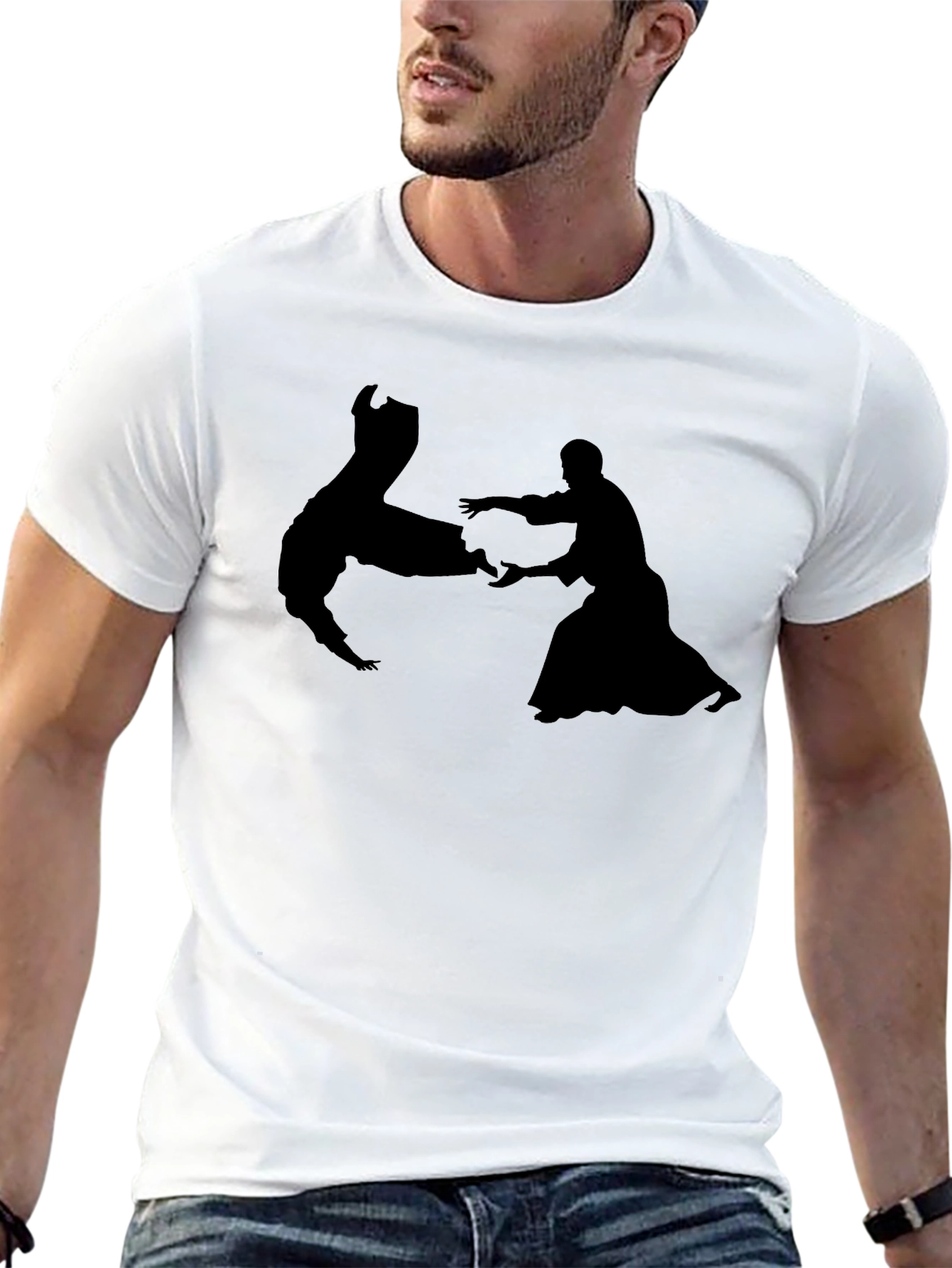 Aikido Silhouette Black T-Shirt - Martial Arts Tee