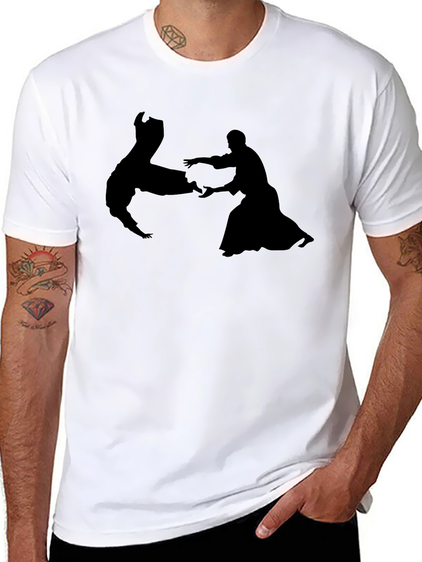 Aikido Silhouette Black T-Shirt - Martial Arts Tee