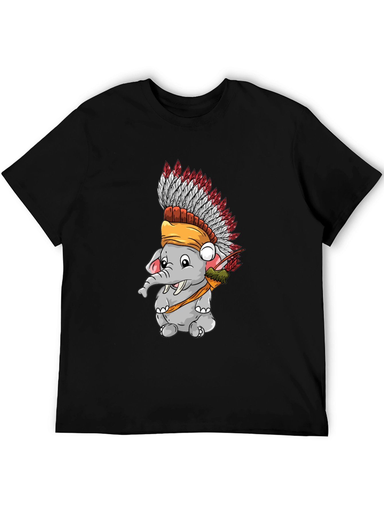 Elephant Indian Headdress T-Shirt - Black