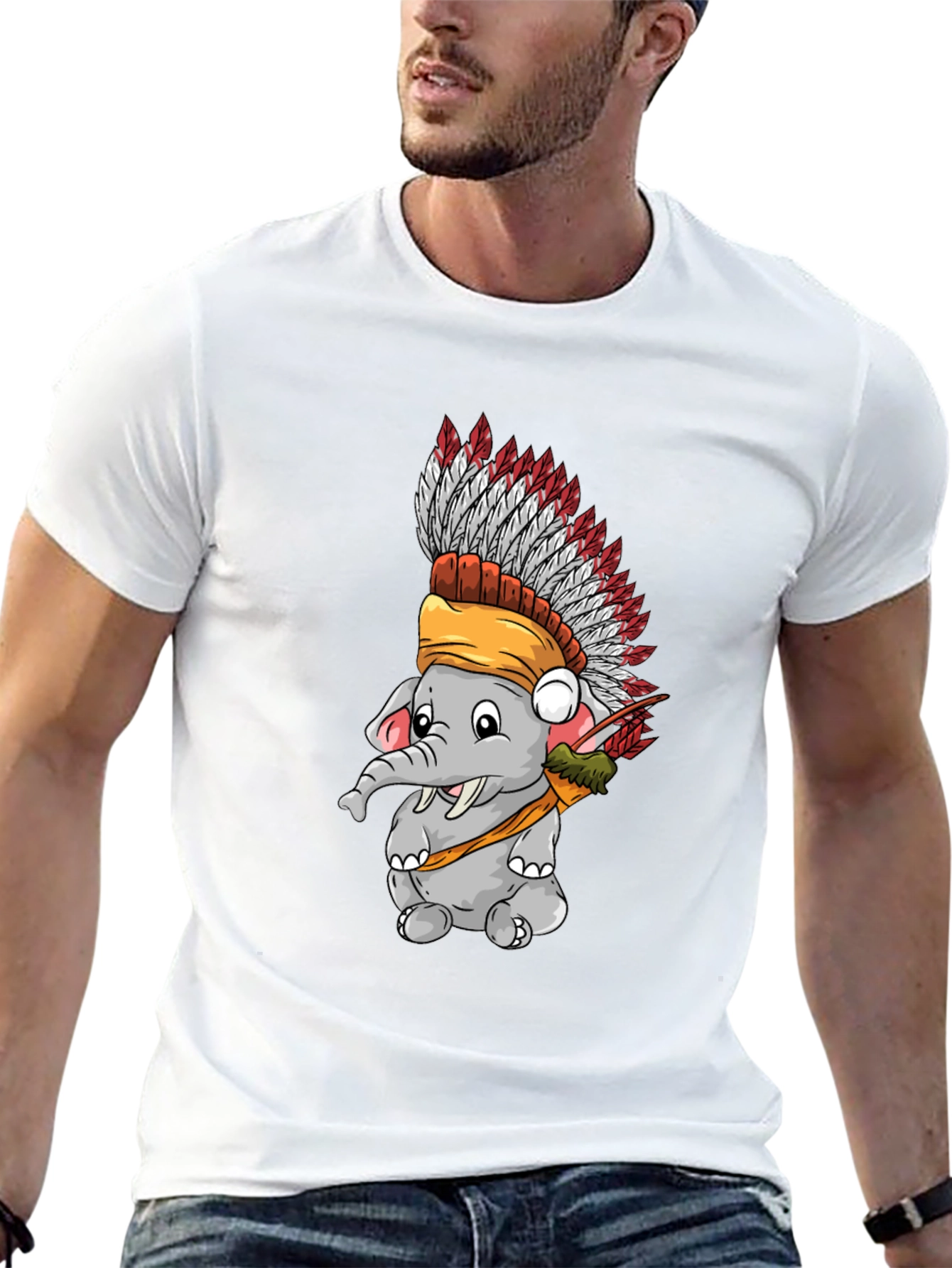 Elephant Indian Headdress T-Shirt - Black