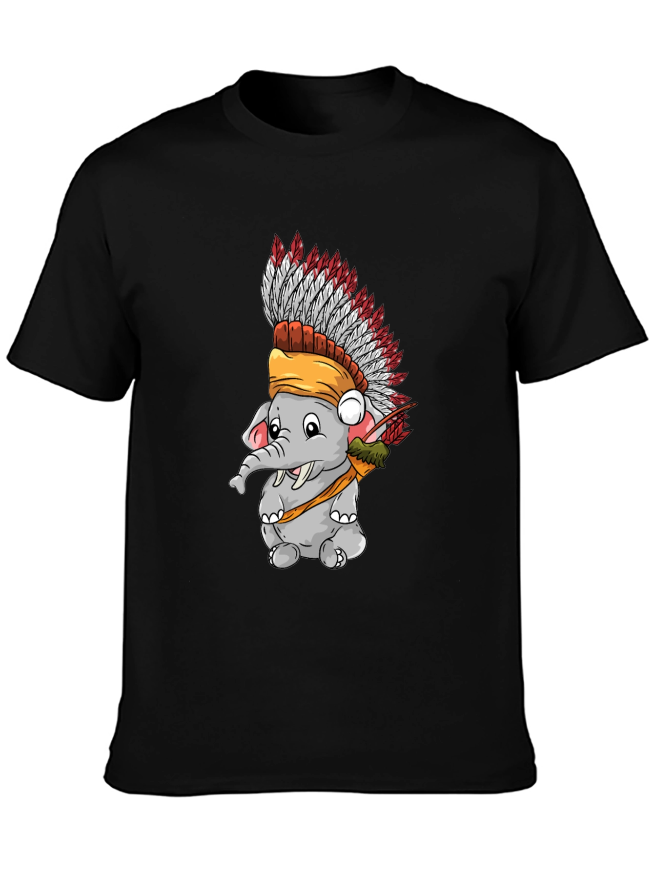 Elephant Indian Headdress T-Shirt - Black