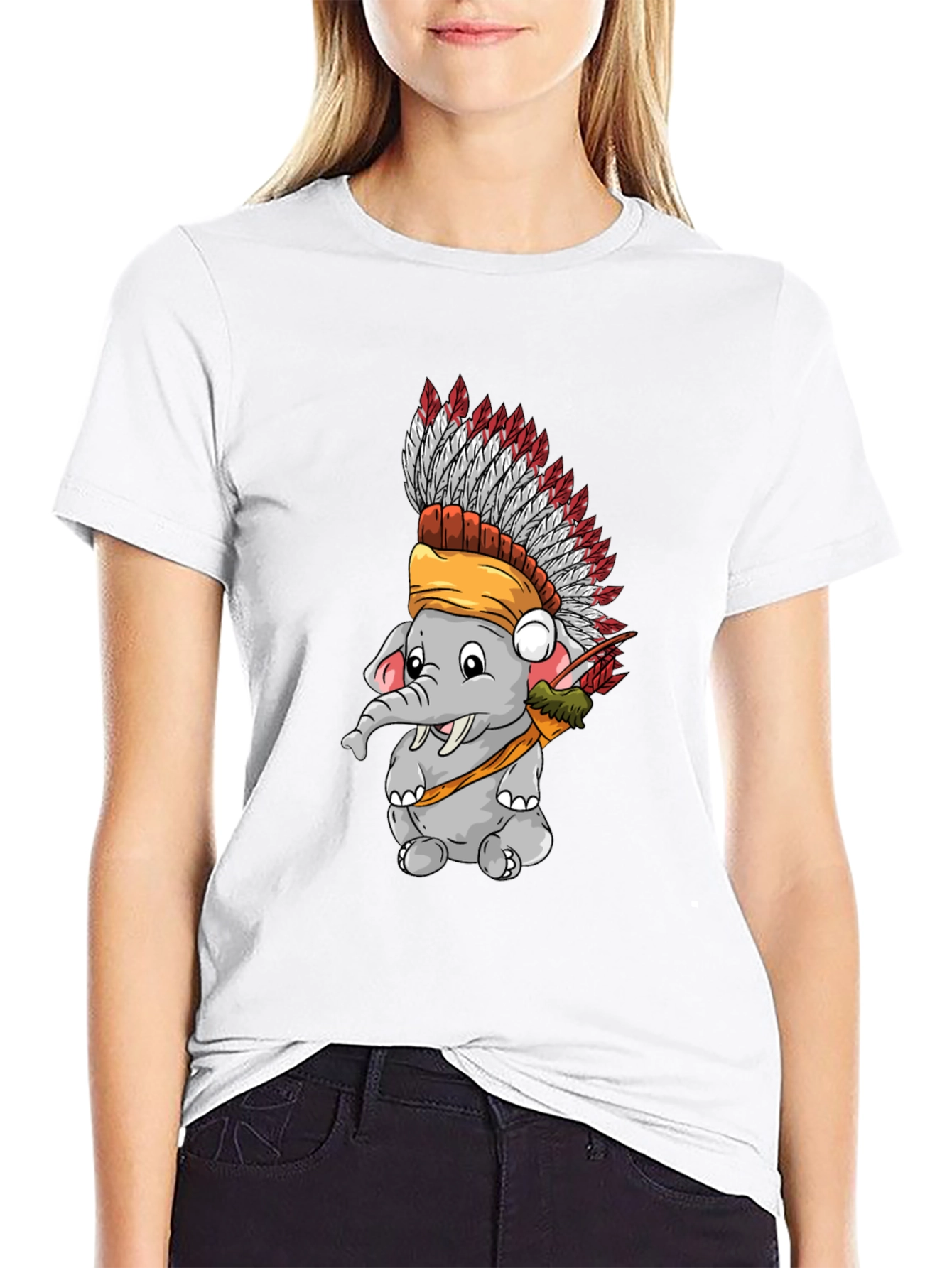 Elephant Indian Headdress T-Shirt - Black