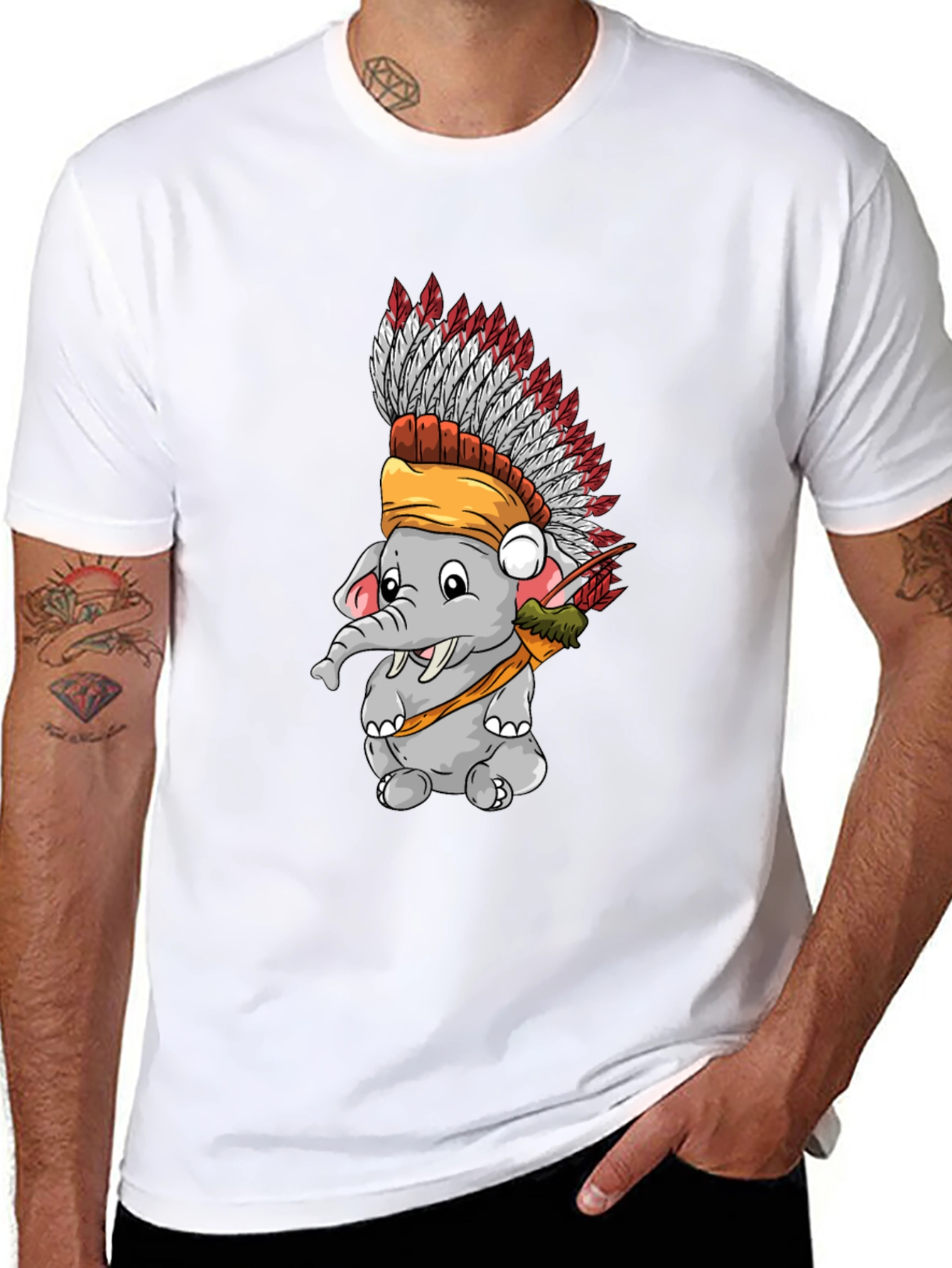 Elephant Indian Headdress T-Shirt - Black