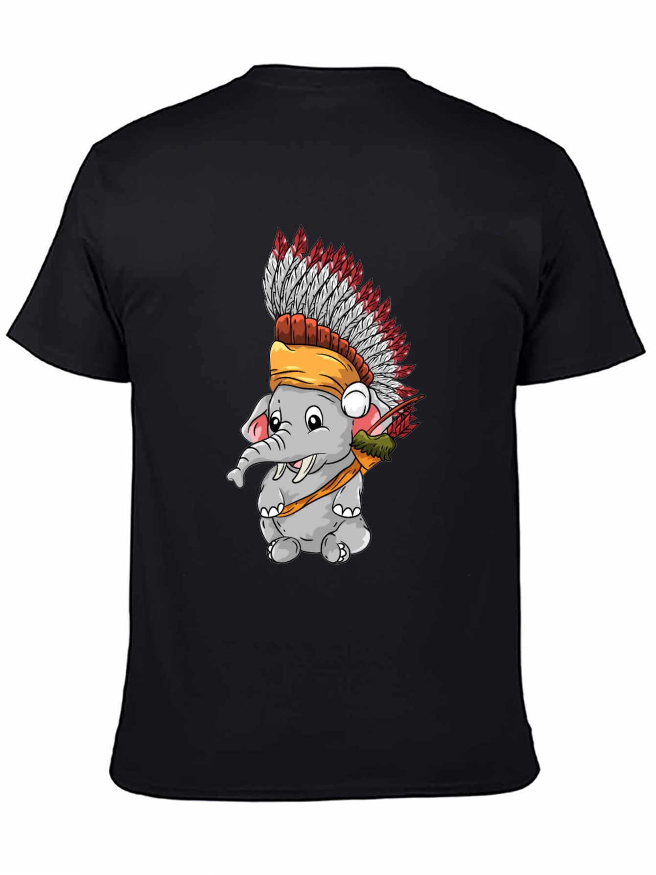 Elephant Indian Headdress T-Shirt - Black