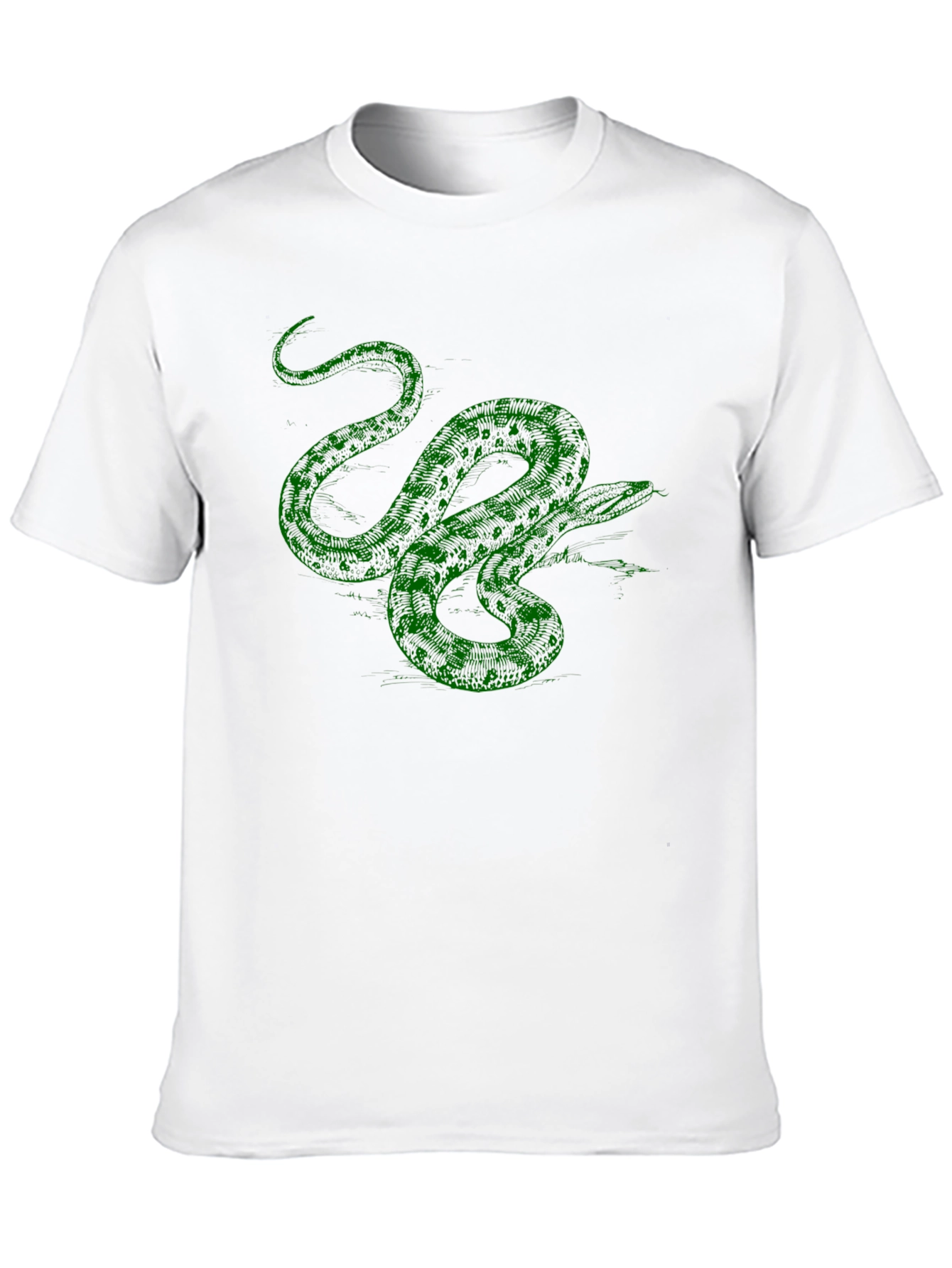 Green Snake Graphic Print Black T-Shirt