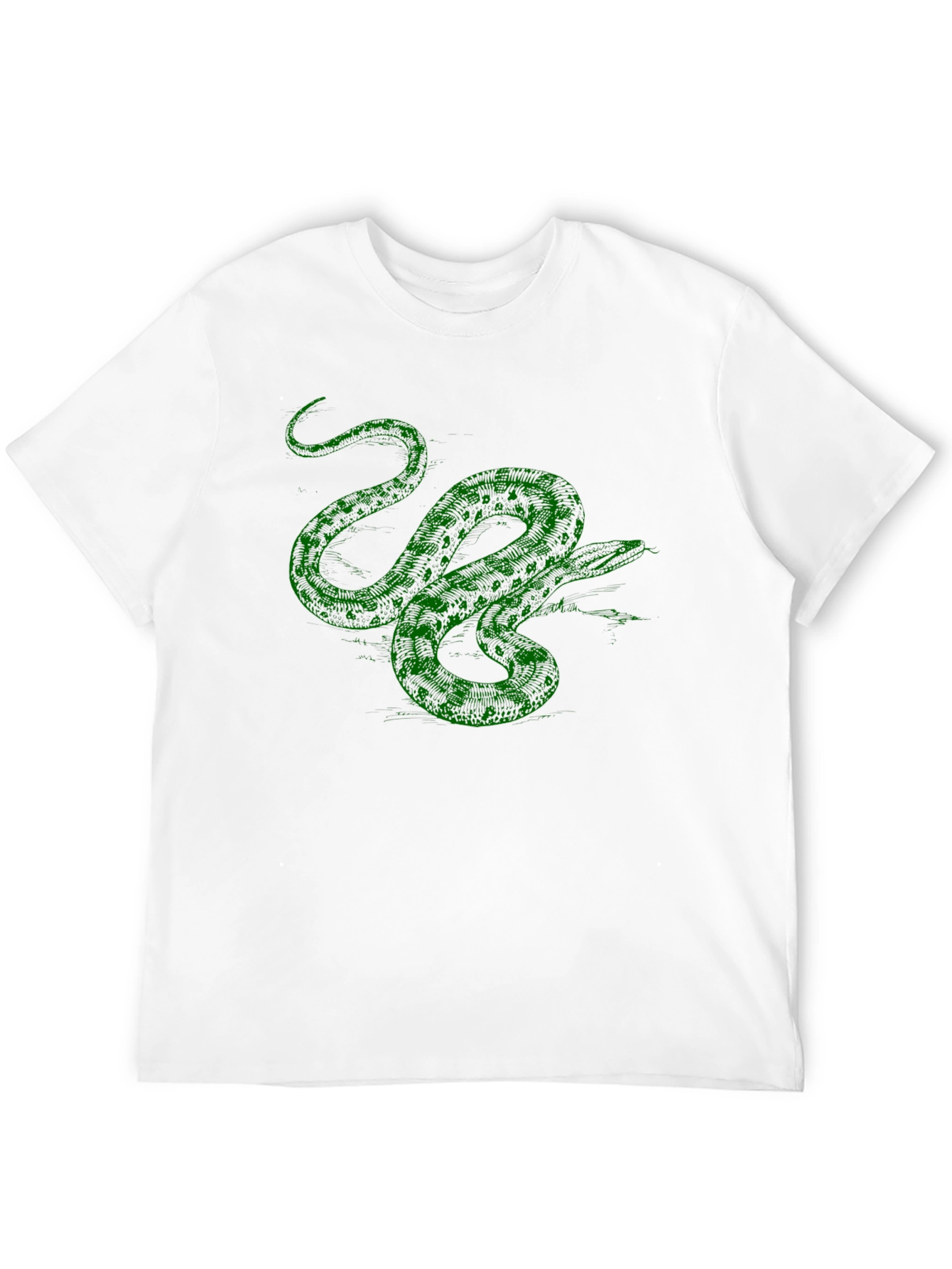 Green Snake Graphic Print Black T-Shirt