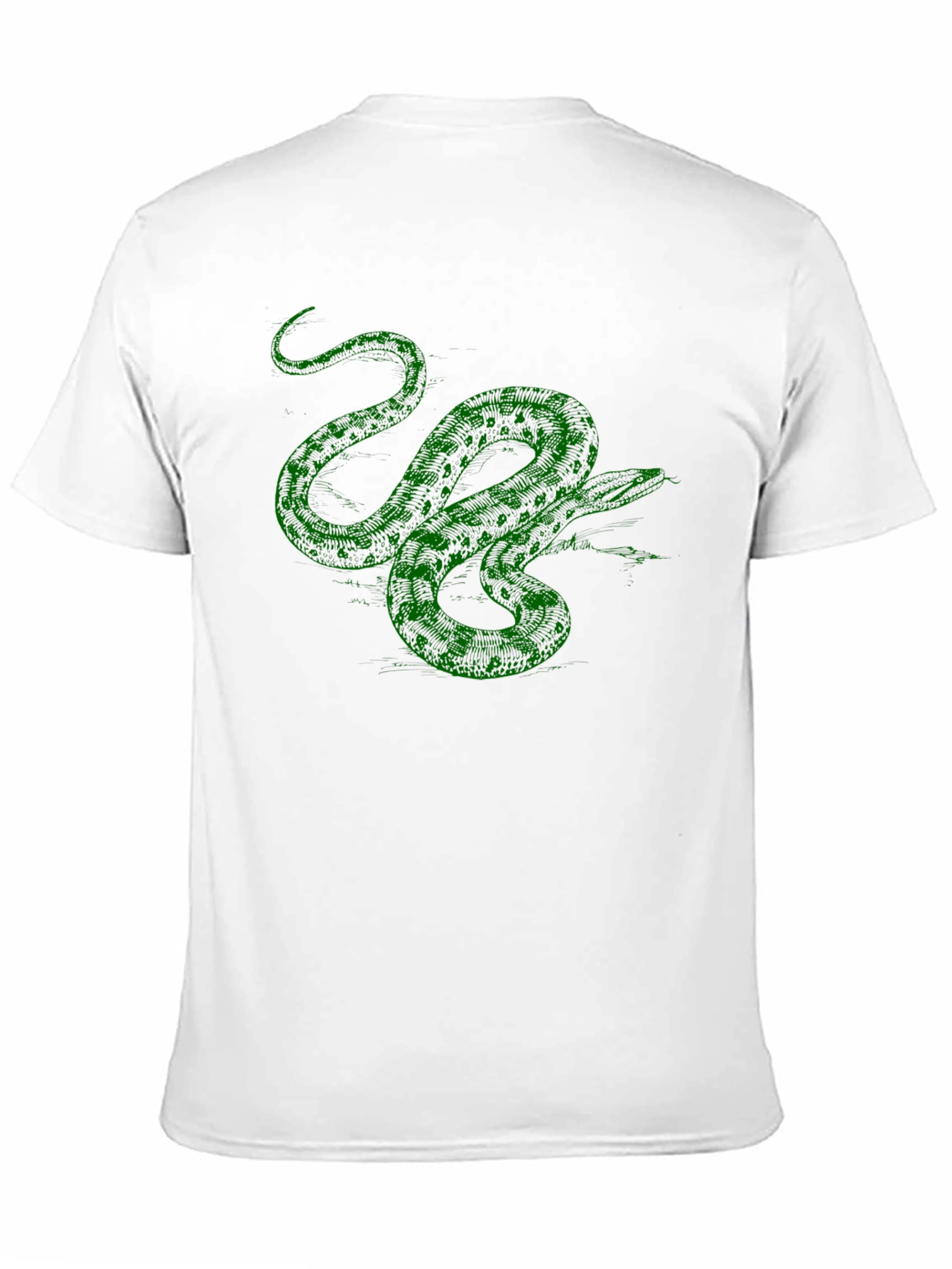 Green Snake Graphic Print Black T-Shirt