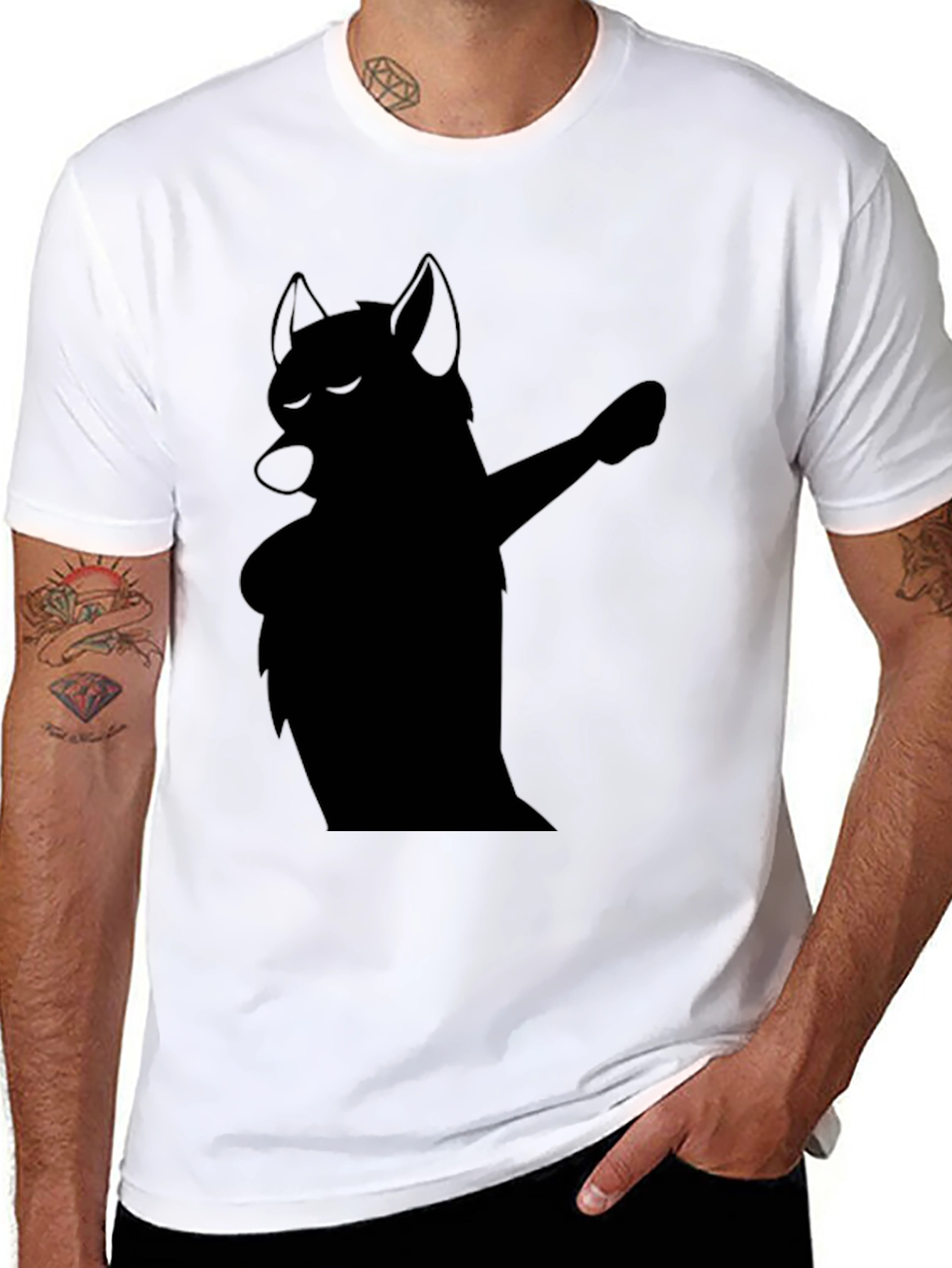 Dabbing Wolf Graphic Tee - Mens Black T-Shirt