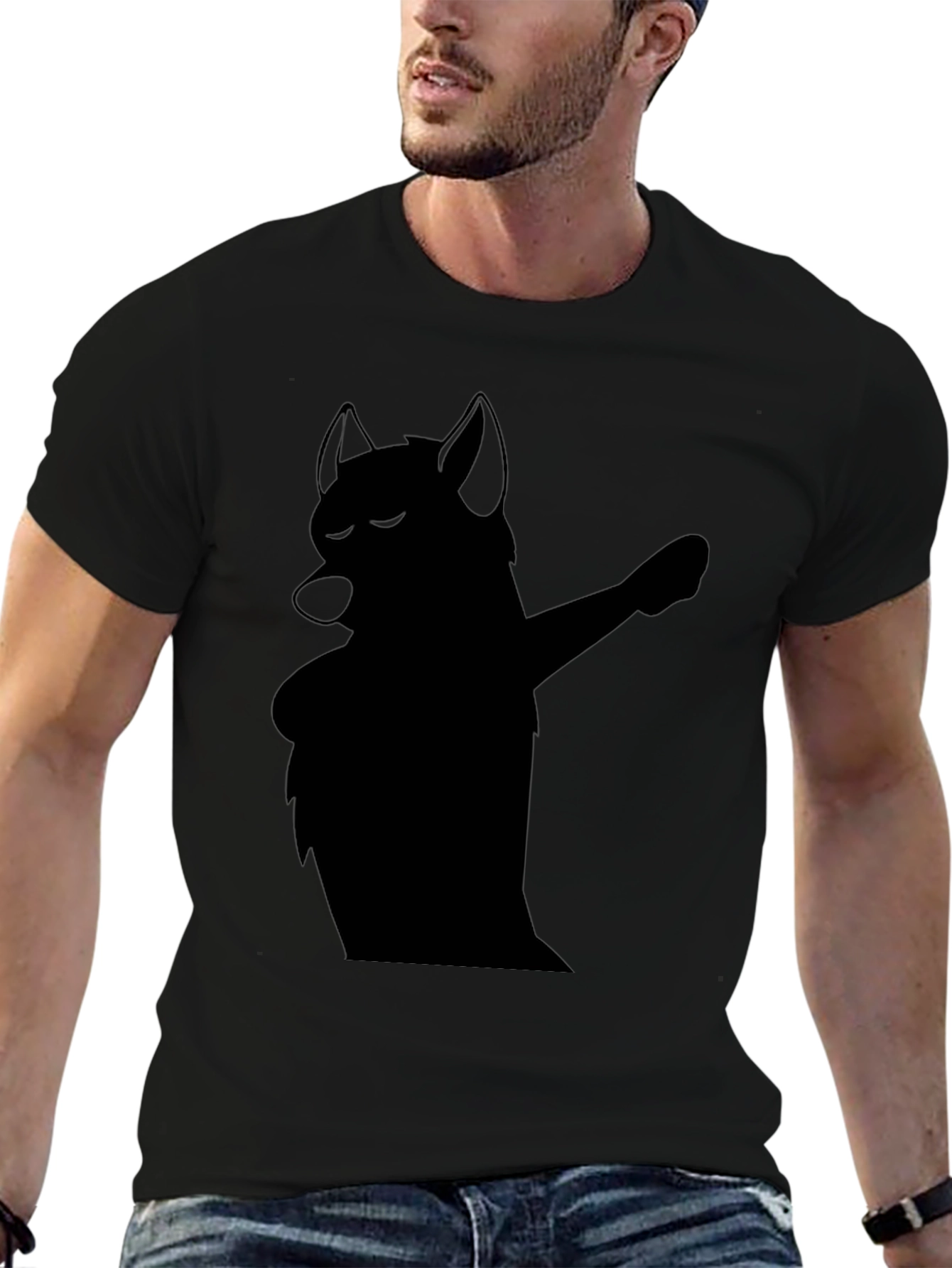 Dabbing Wolf Graphic Tee - Mens Black T-Shirt