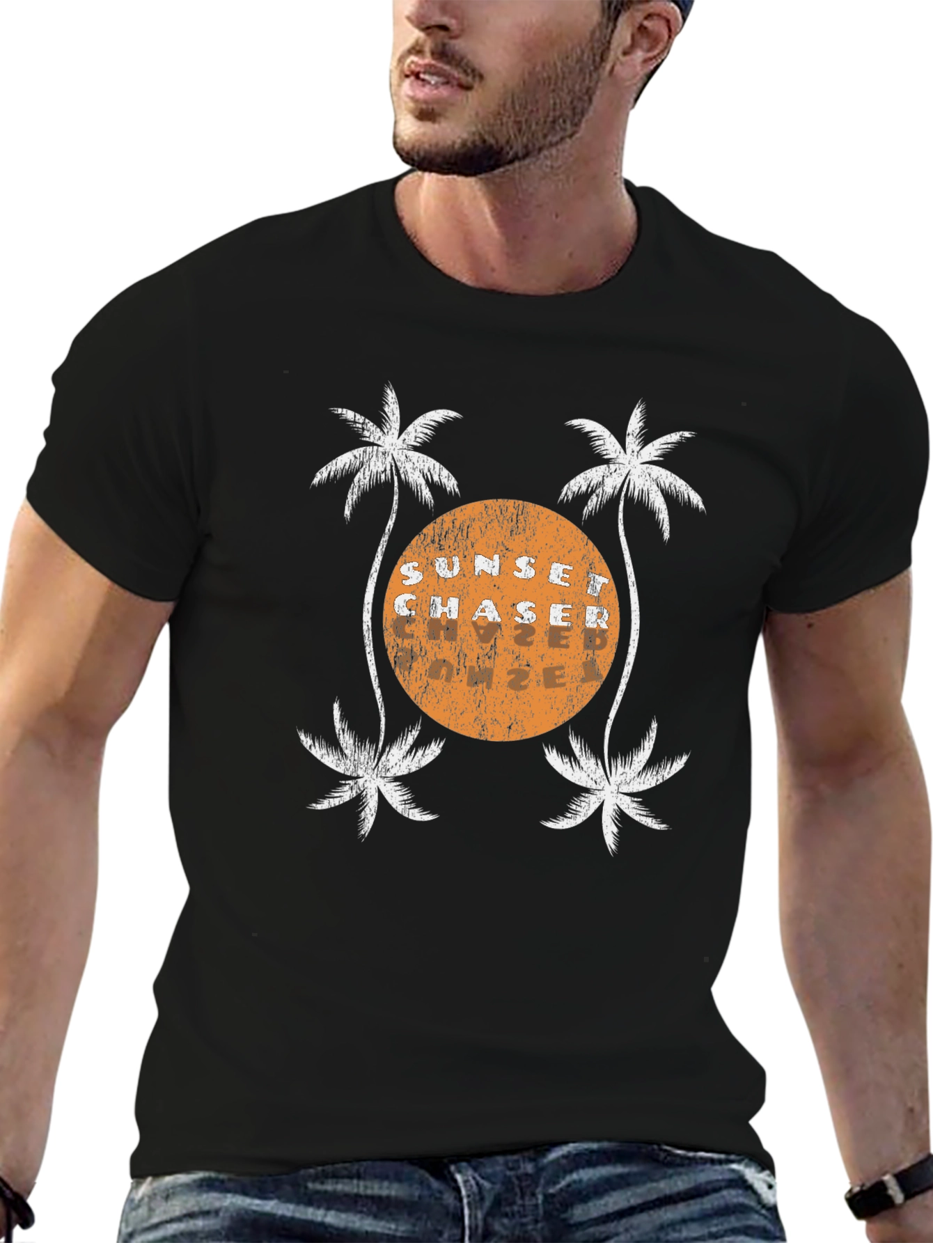 Sunset Chaser Graphic Tee - Tropical Palm Tree Design