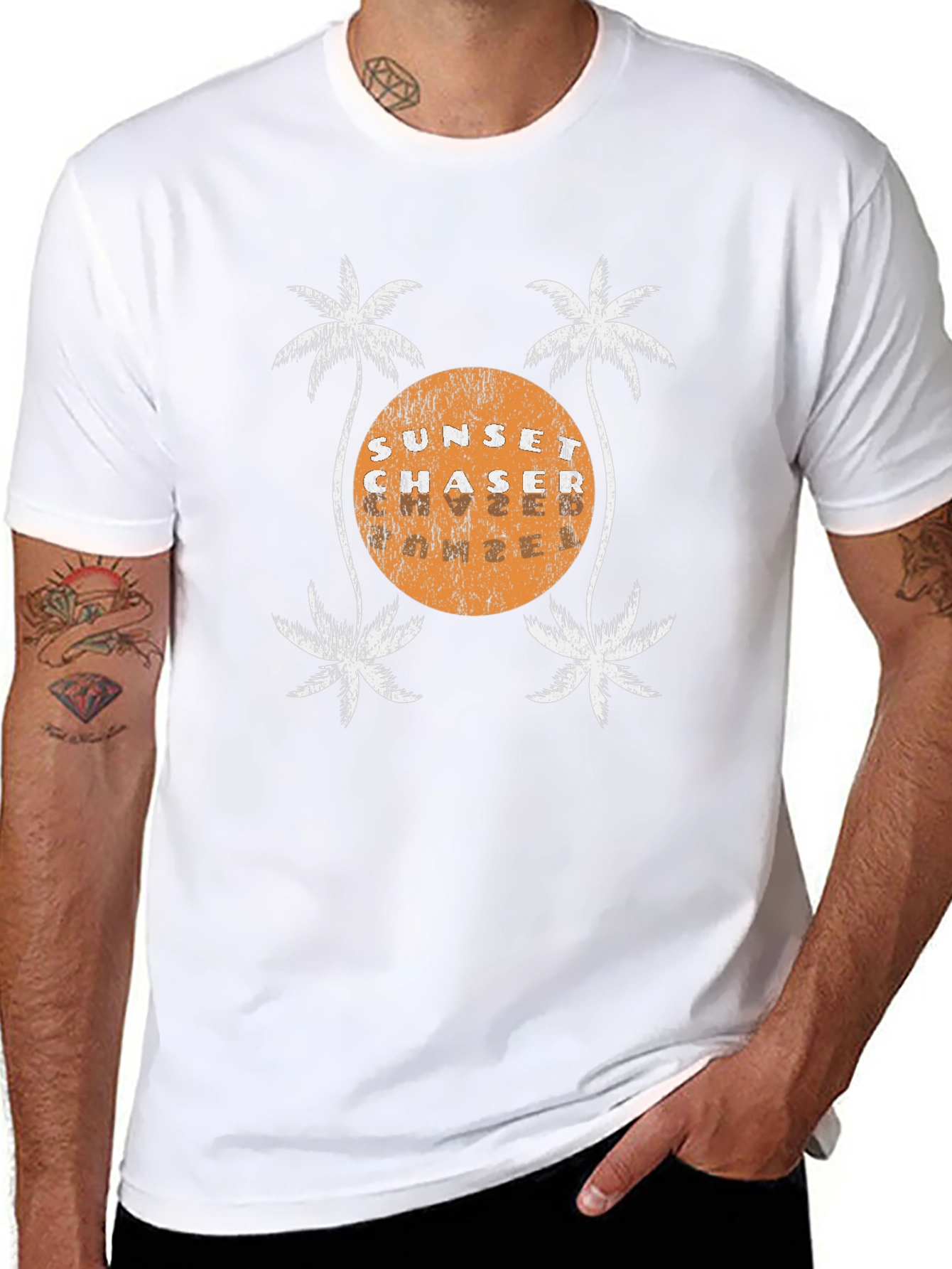 Sunset Chaser Graphic Tee - Tropical Palm Tree Design