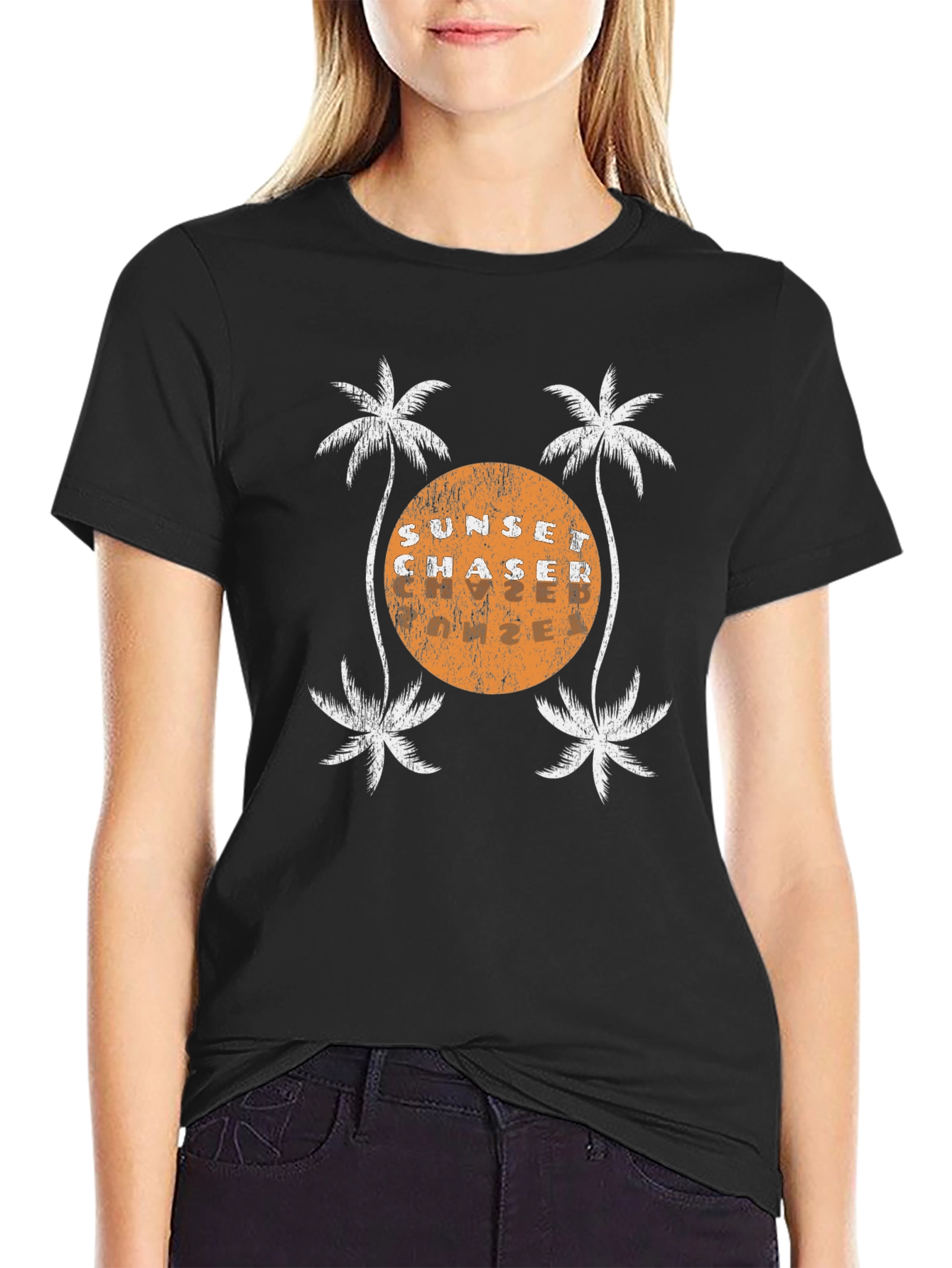 Sunset Chaser Graphic Tee - Tropical Palm Tree Design