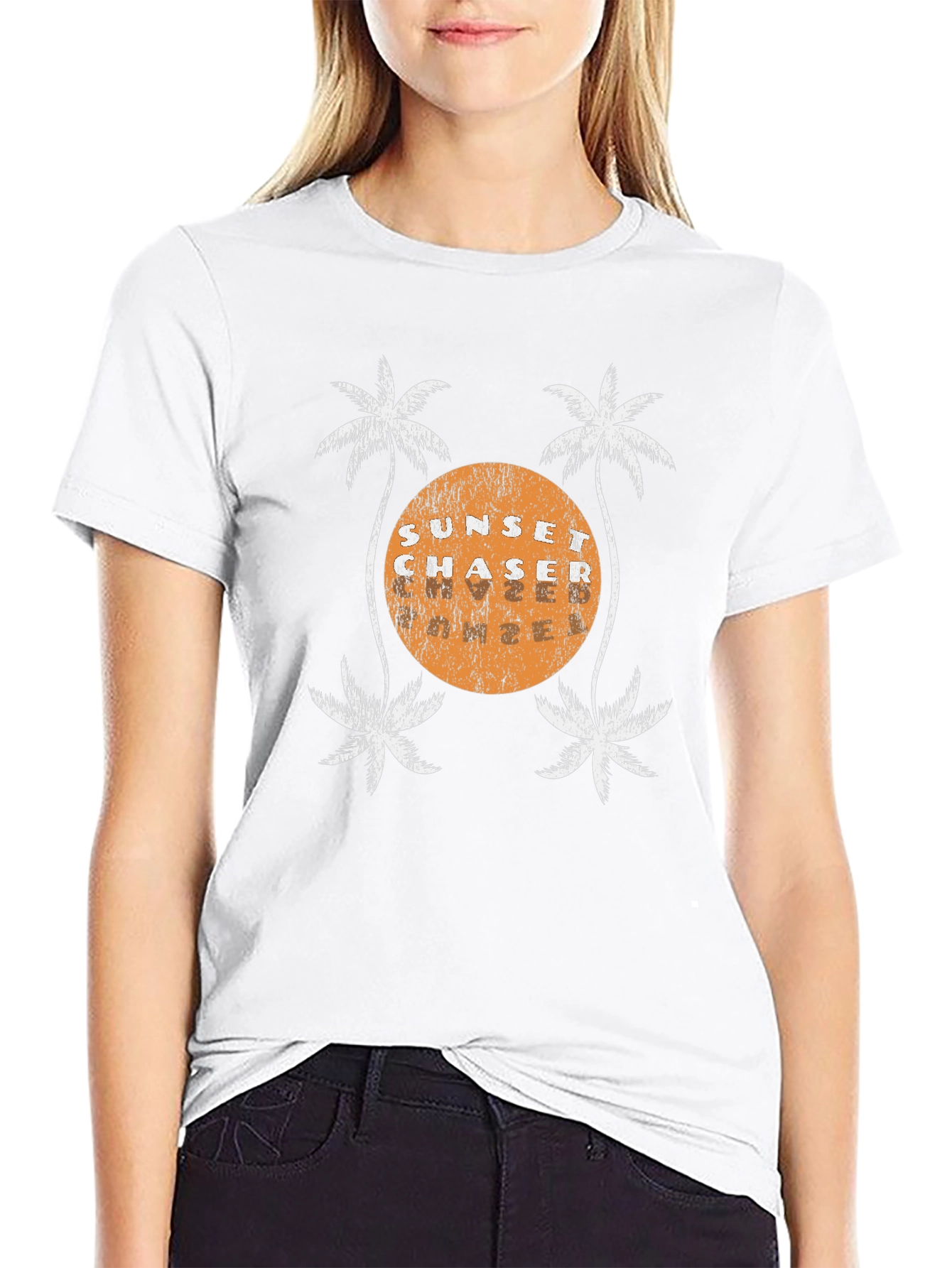 Sunset Chaser Graphic Tee - Tropical Palm Tree Design