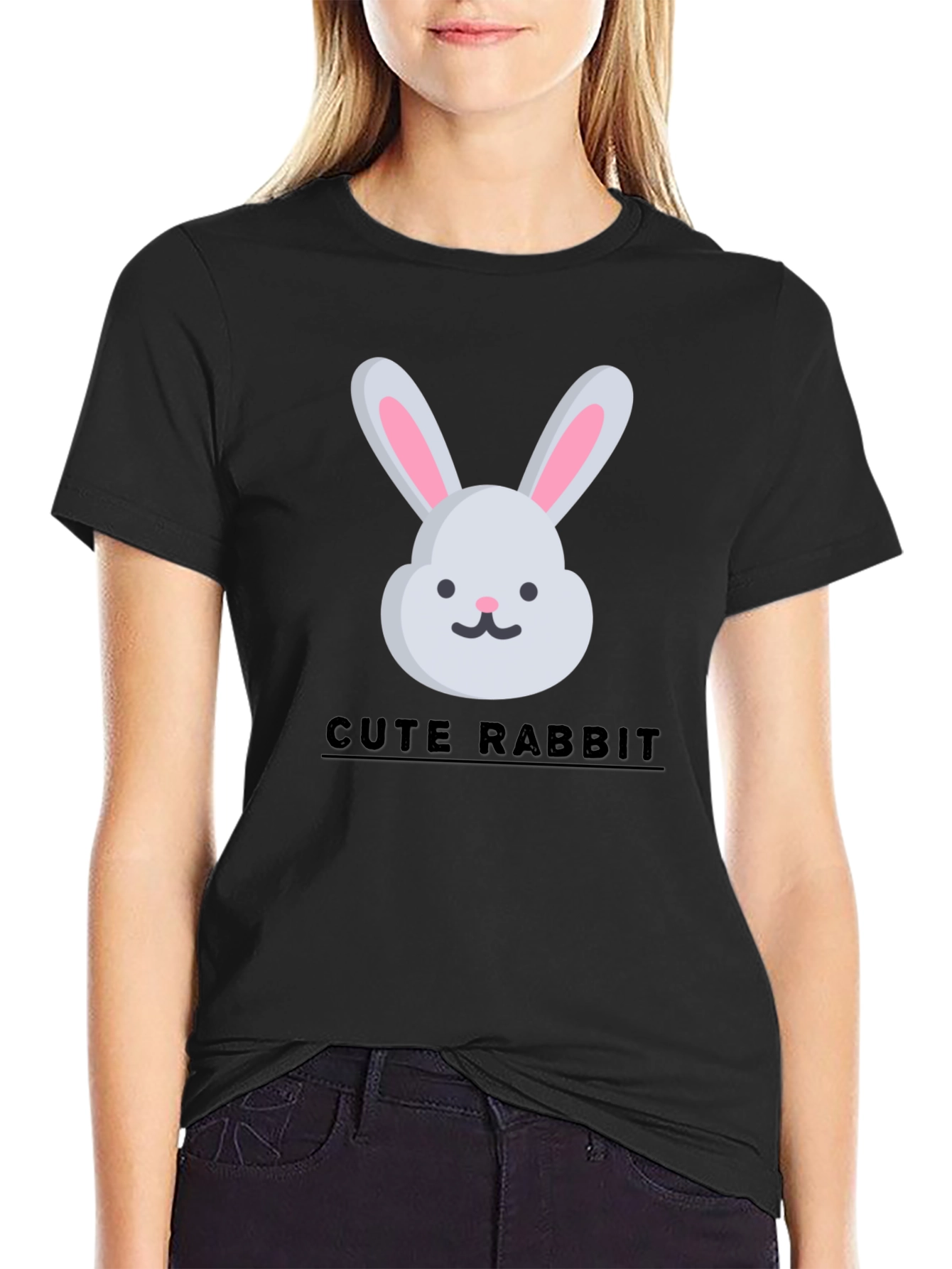 Cute Rabbit Graphic Tee - Trendy Unisex T-Shirt