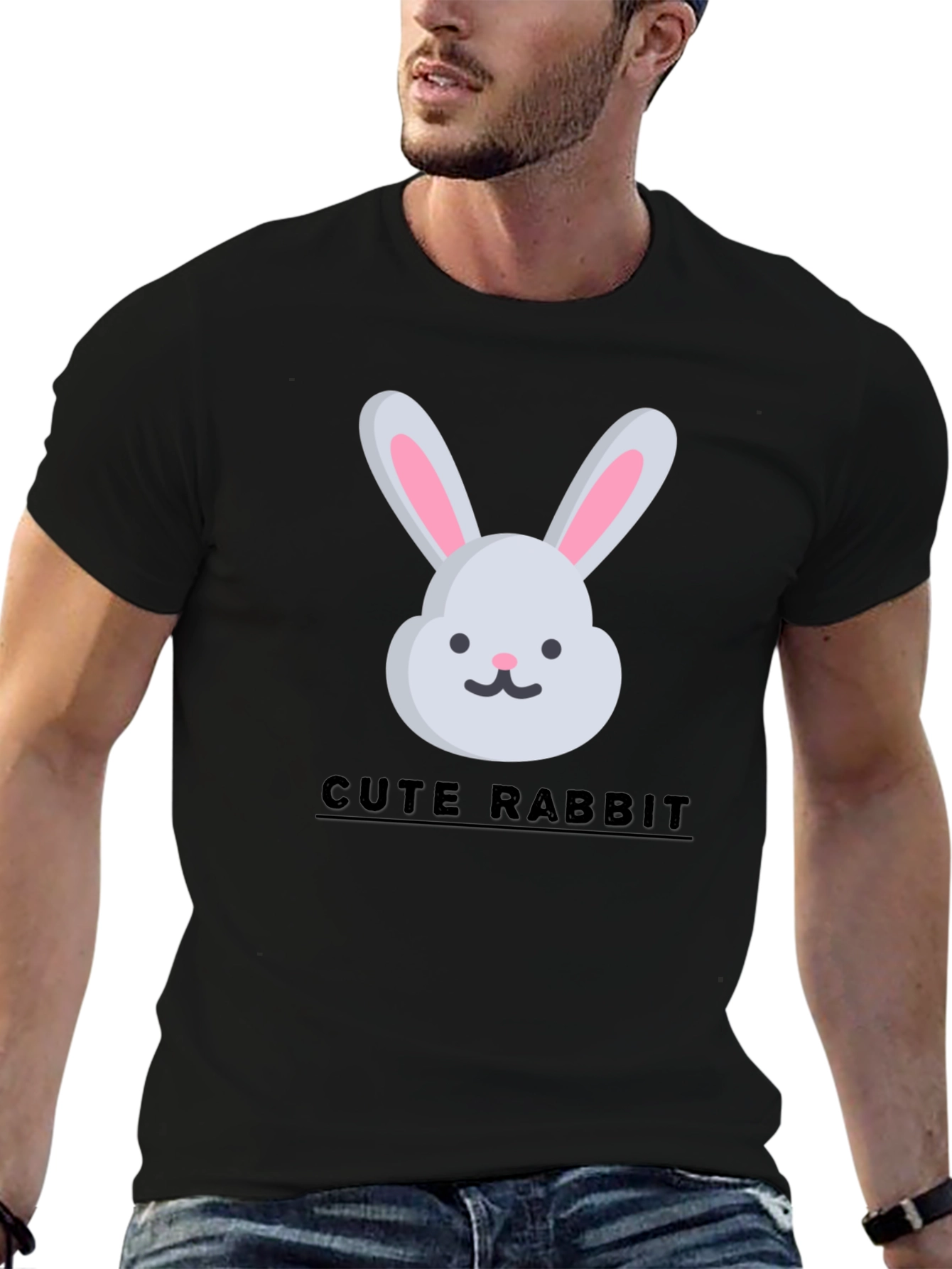Cute Rabbit Graphic Tee - Trendy Unisex T-Shirt