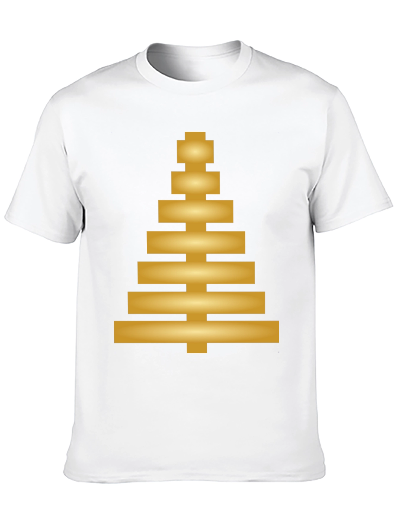 Modern Geometric Gold Tree Design Black T-Shirt