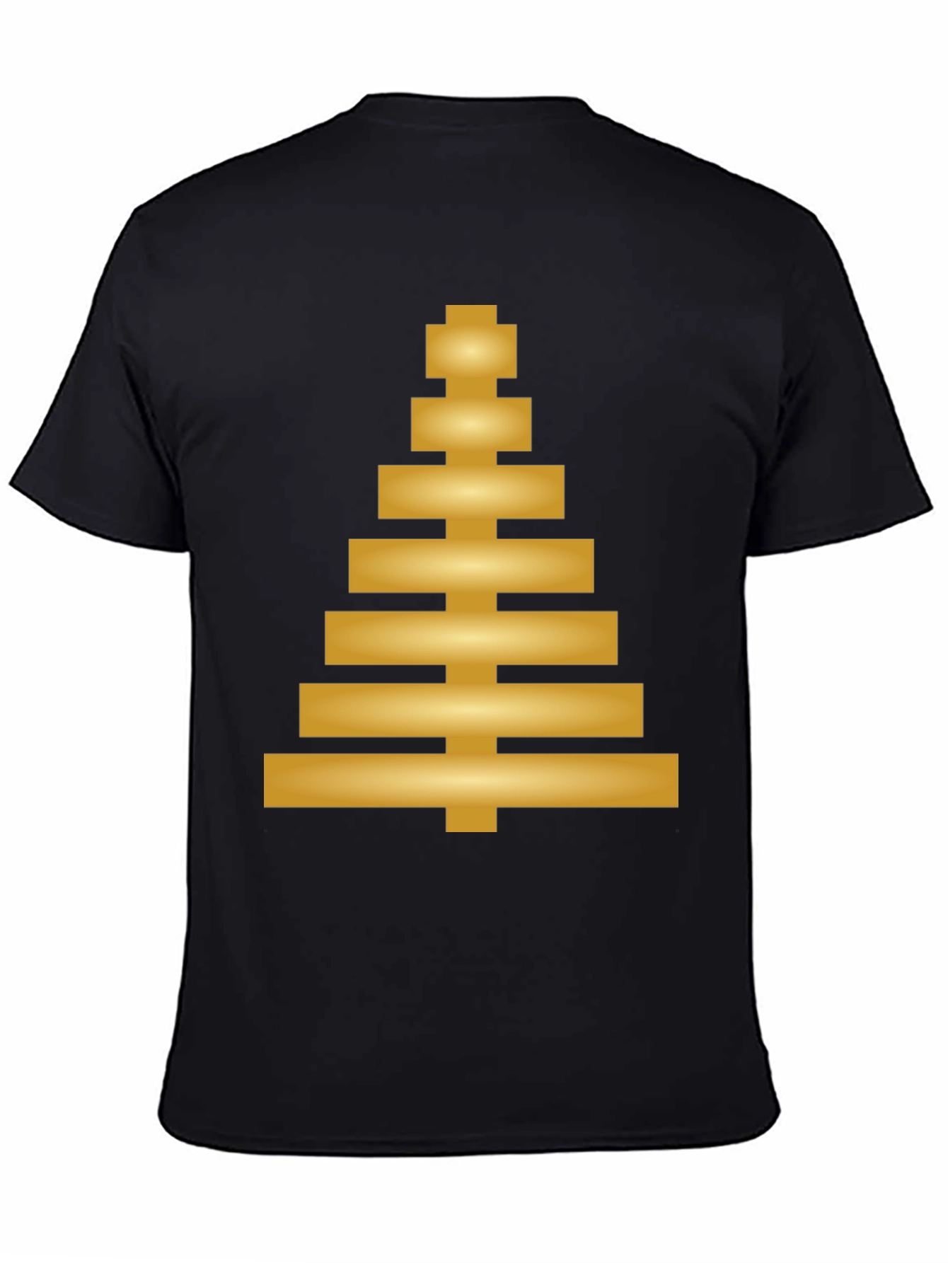 Modern Geometric Gold Tree Design Black T-Shirt