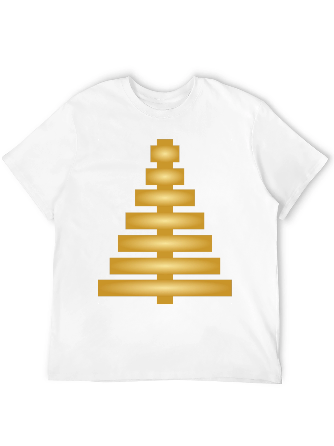 Modern Geometric Gold Tree Design Black T-Shirt