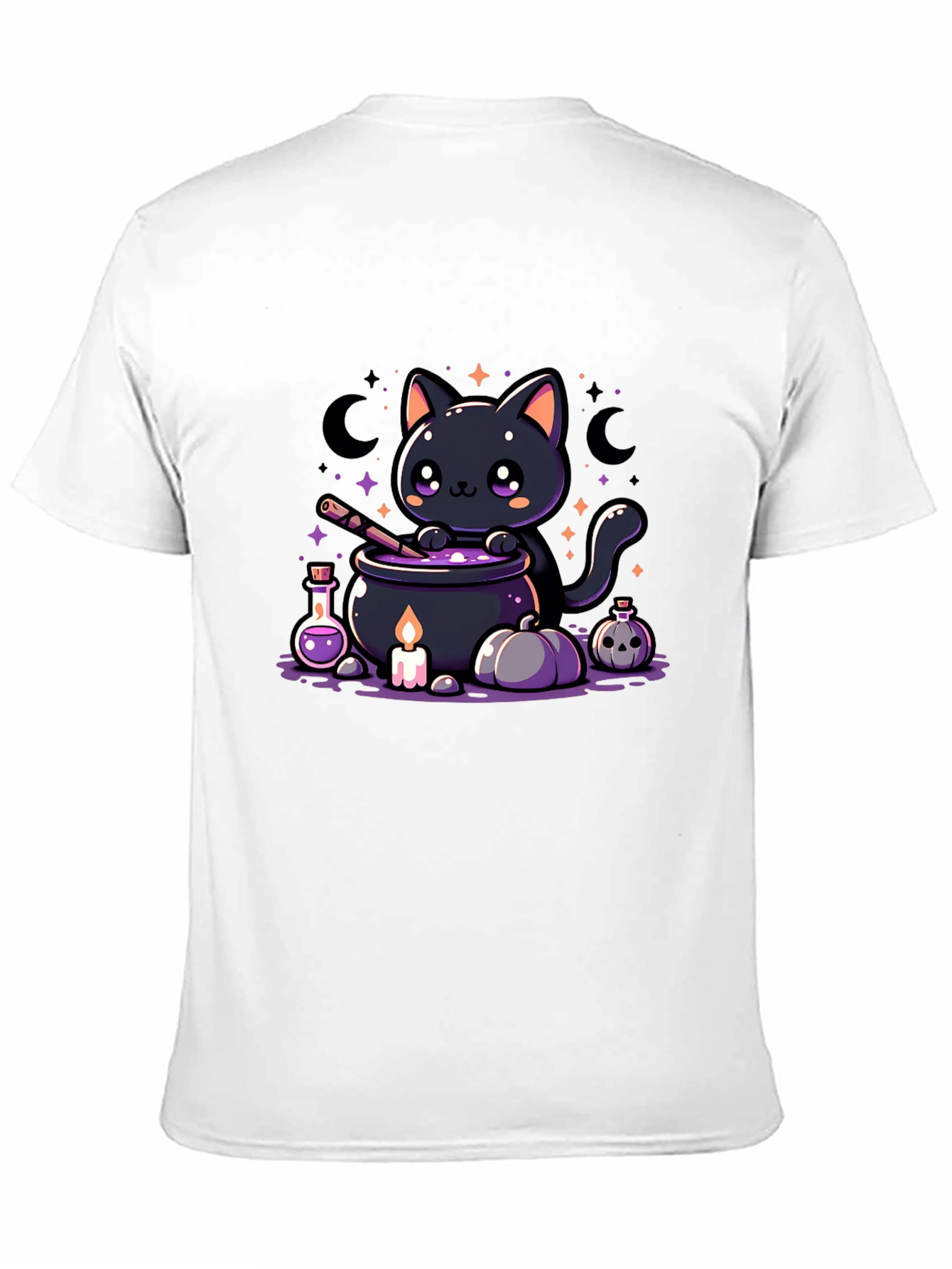 Kawaii Halloween Black Cat Potion Brewing T-Shirt
