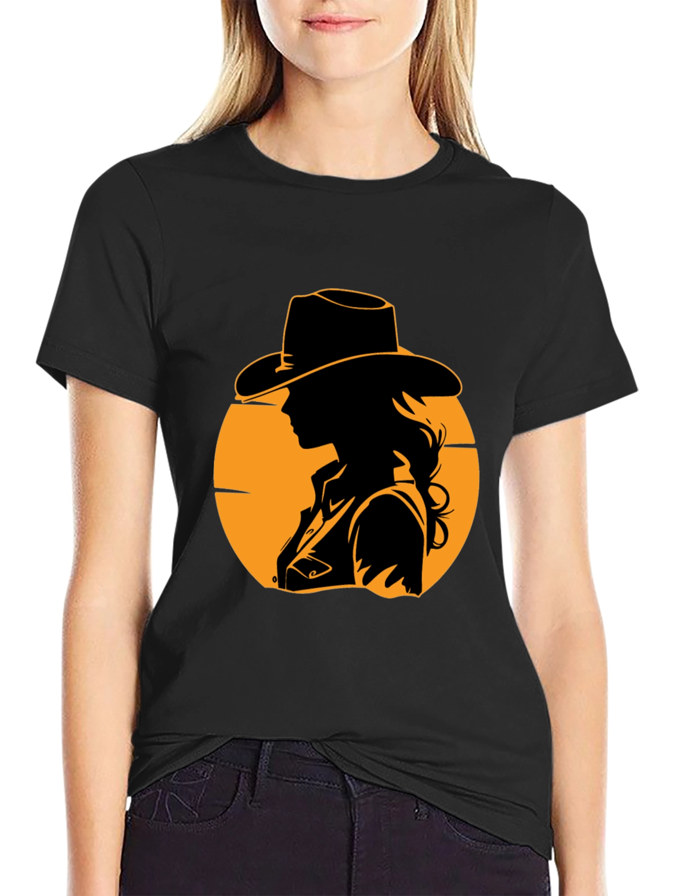 Cowgirl Silhouette Graphic Tee - Western Style
