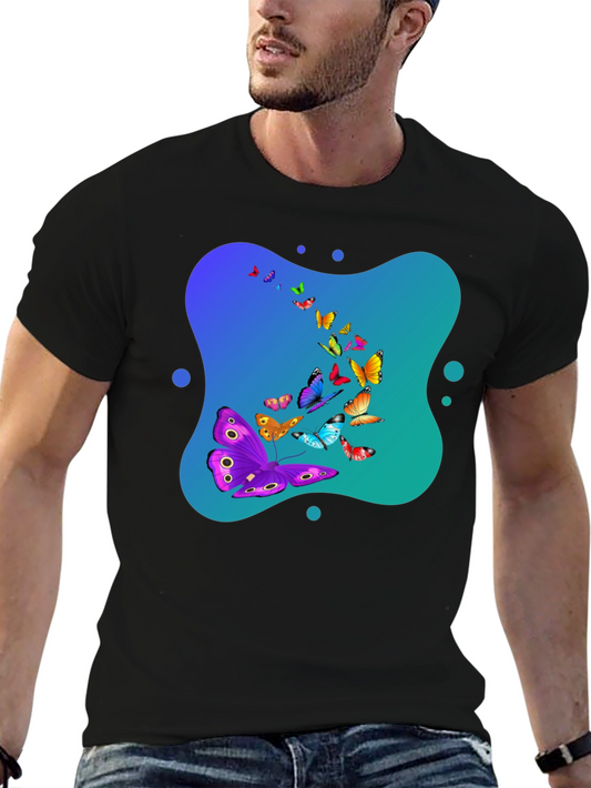 Butterfly Swarm Graphic Black T-Shirt