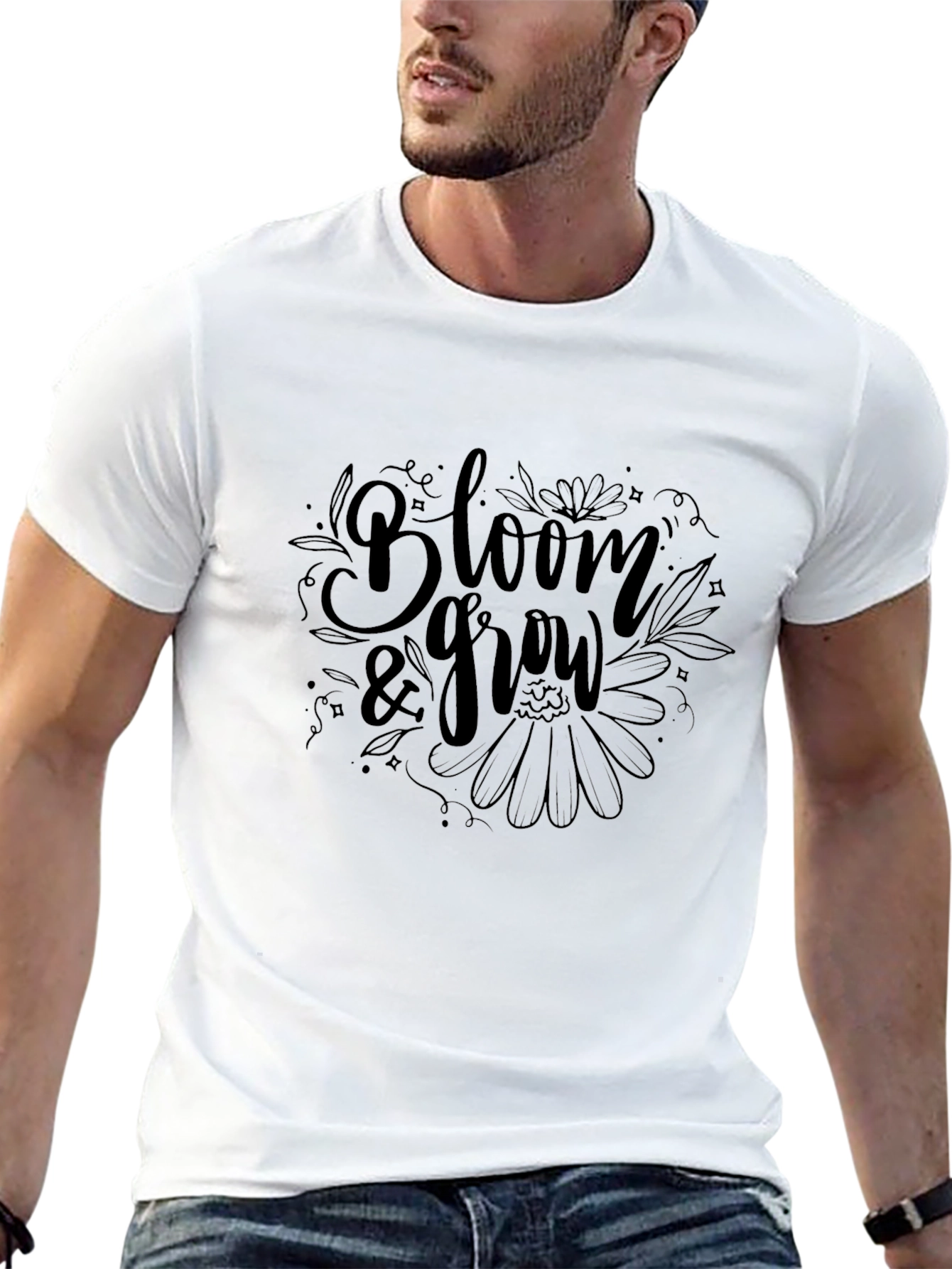 Bloom & Grow Graphic Tee - Stylish Black T-Shirt