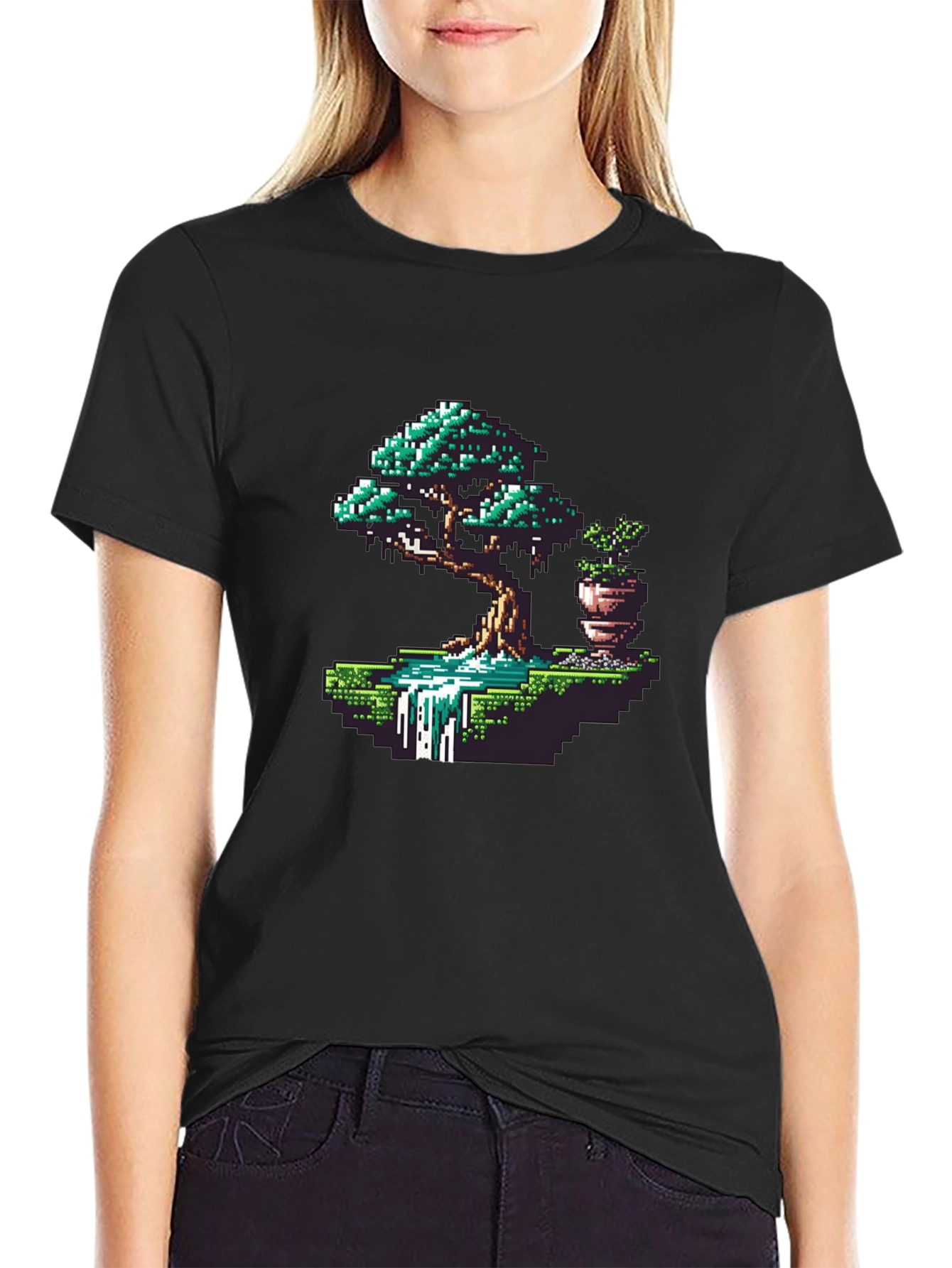 Pixel Art Bonsai Tree Graphic Tee