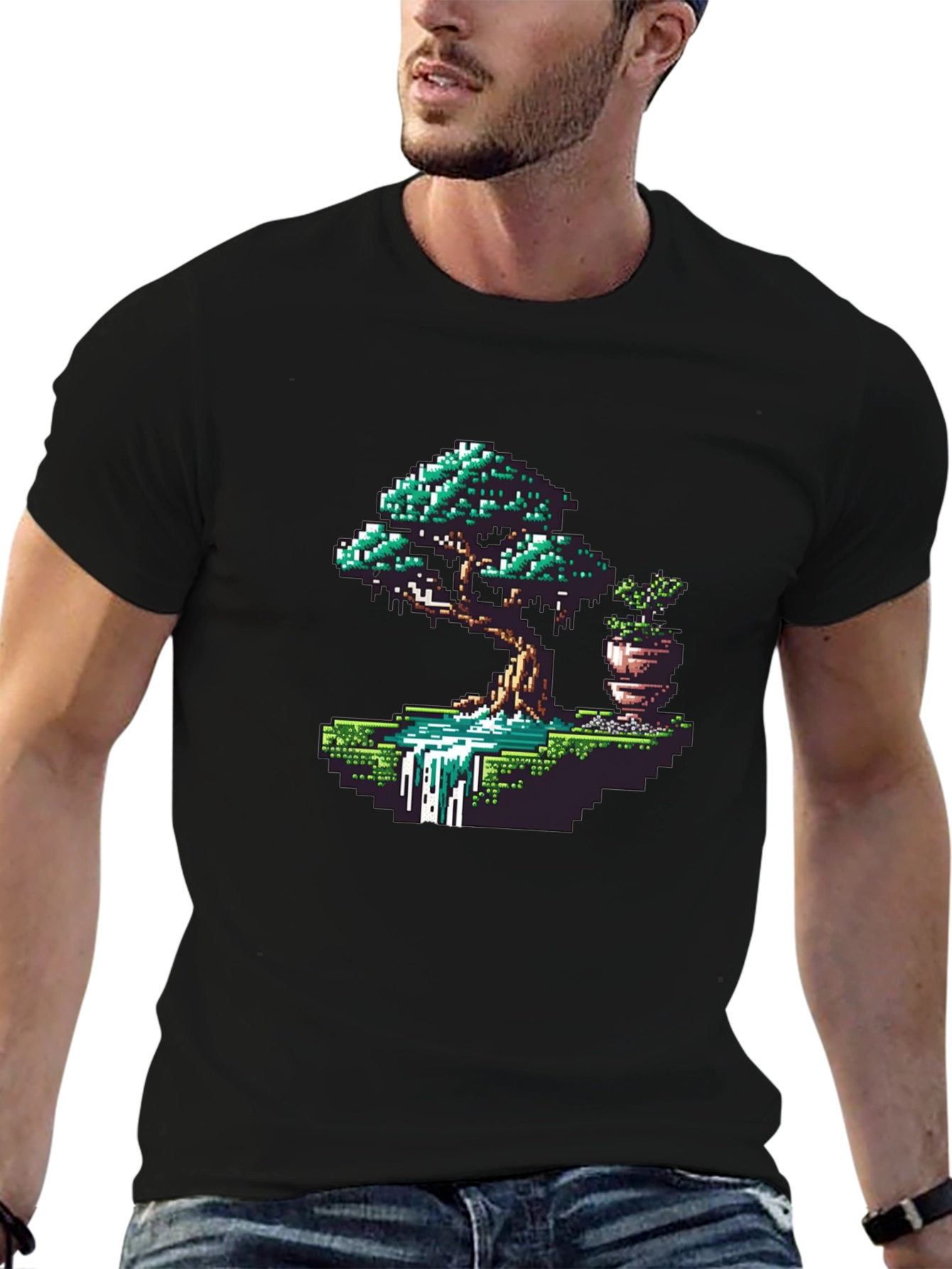 Pixel Art Bonsai Tree Graphic Tee