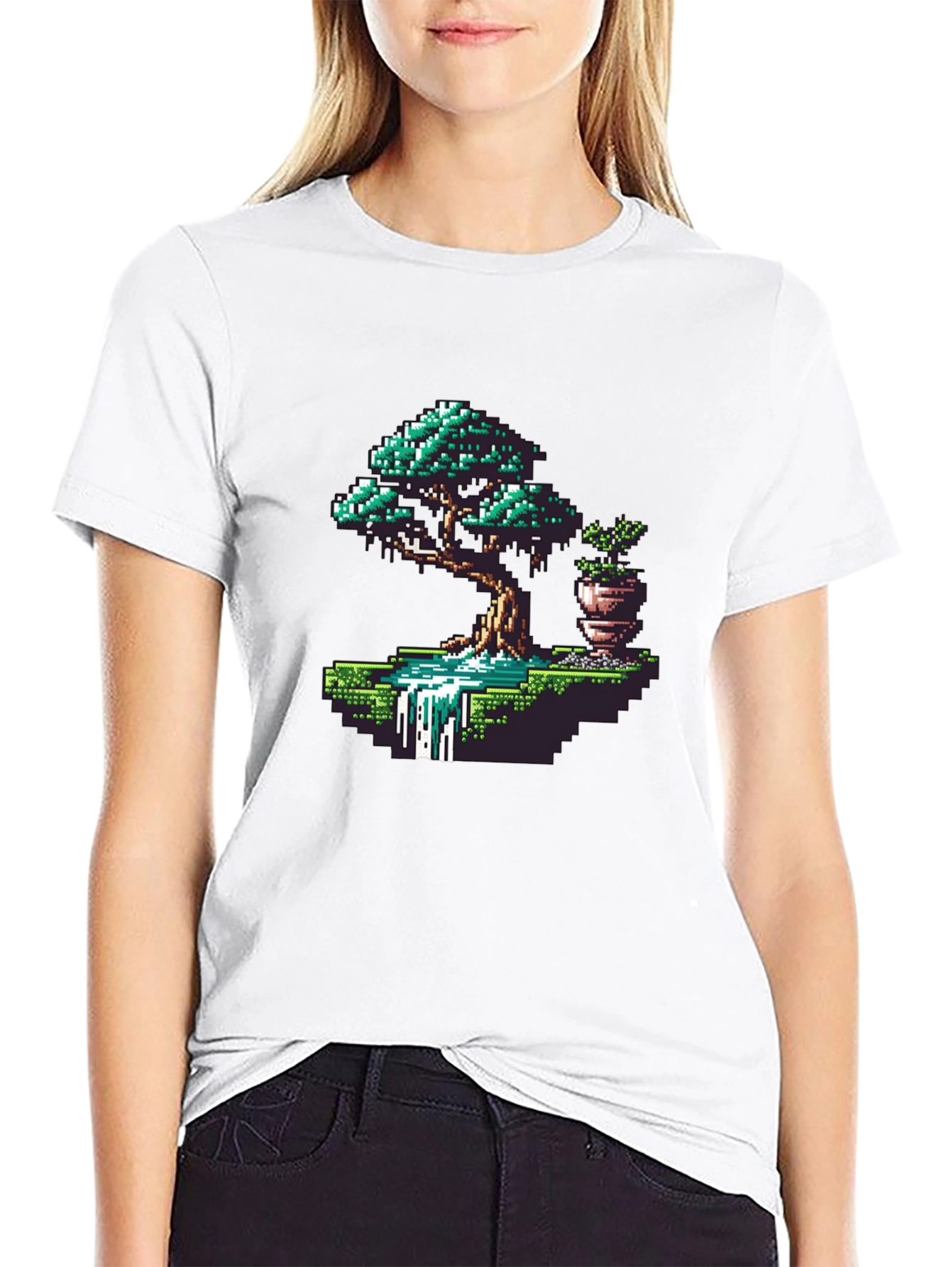 Pixel Art Bonsai Tree Graphic Tee