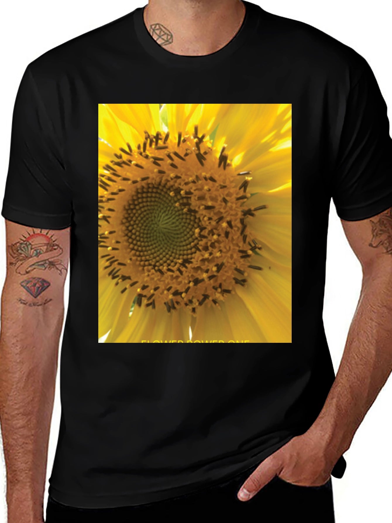 Sunflower Power Tee - Black Graphic T-Shirt