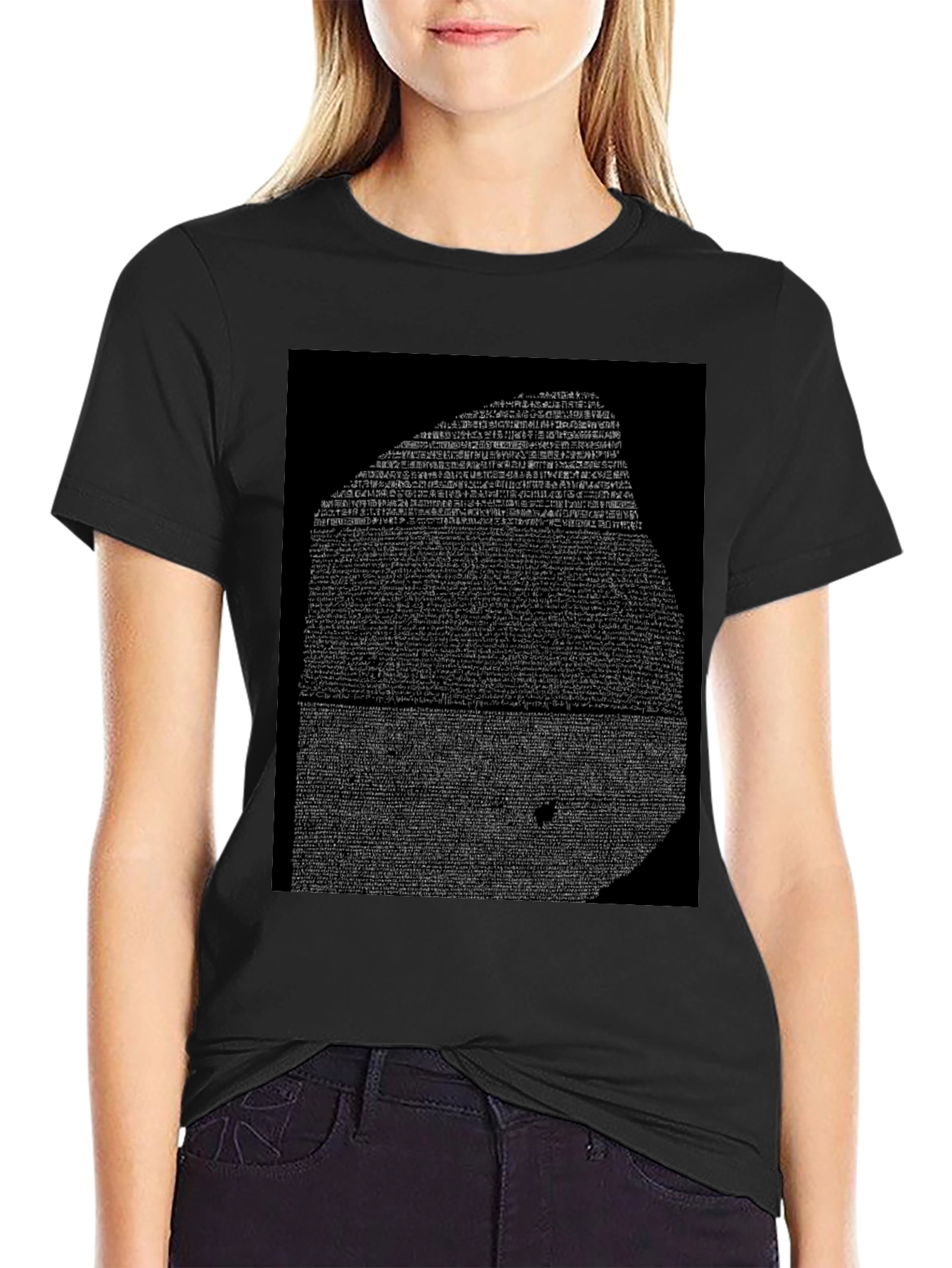 Rosetta Stone Graphic Tee - Black Cotton T-Shirt