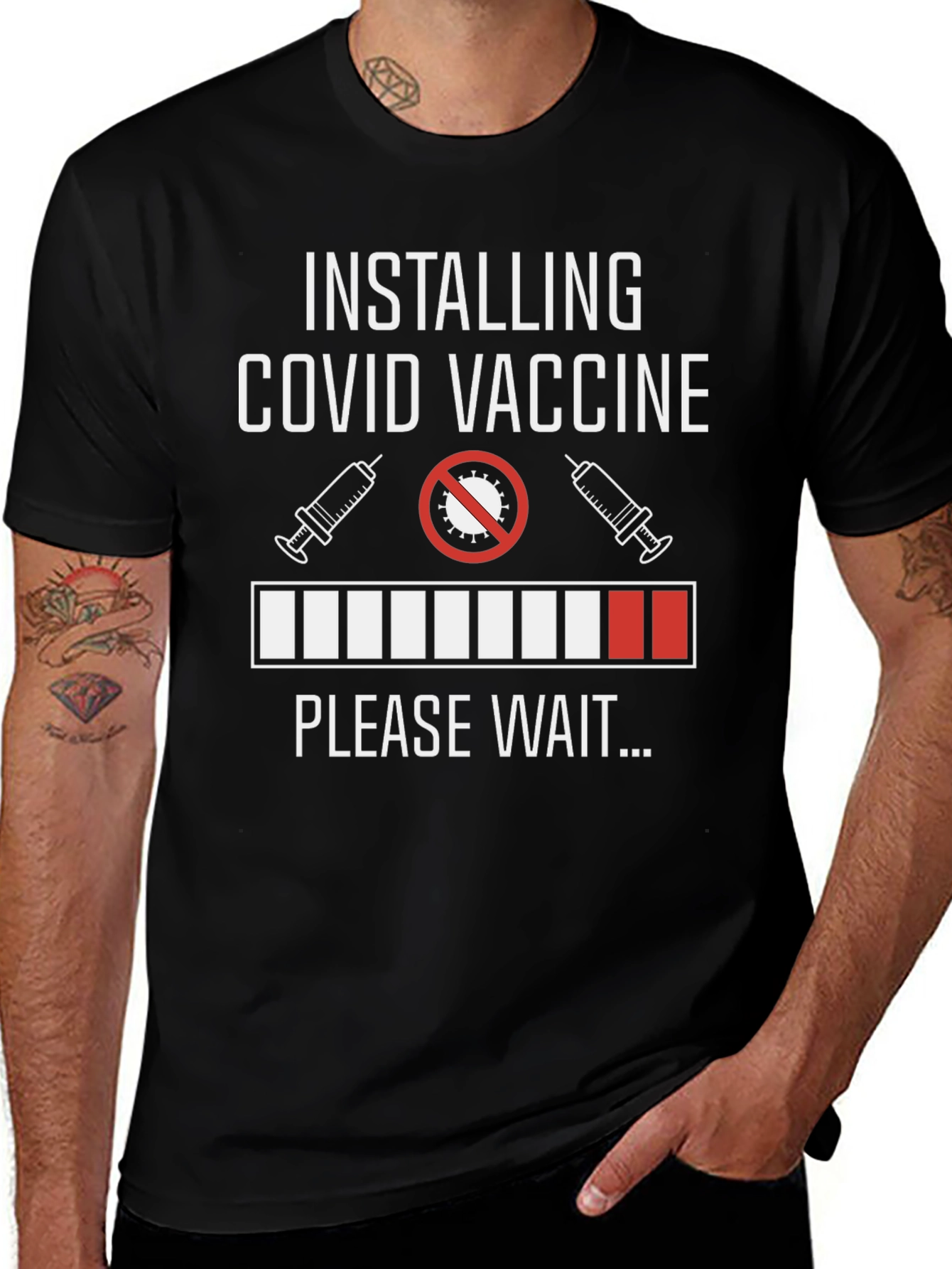 Installing COVID Vaccine Funny Graphic Tee