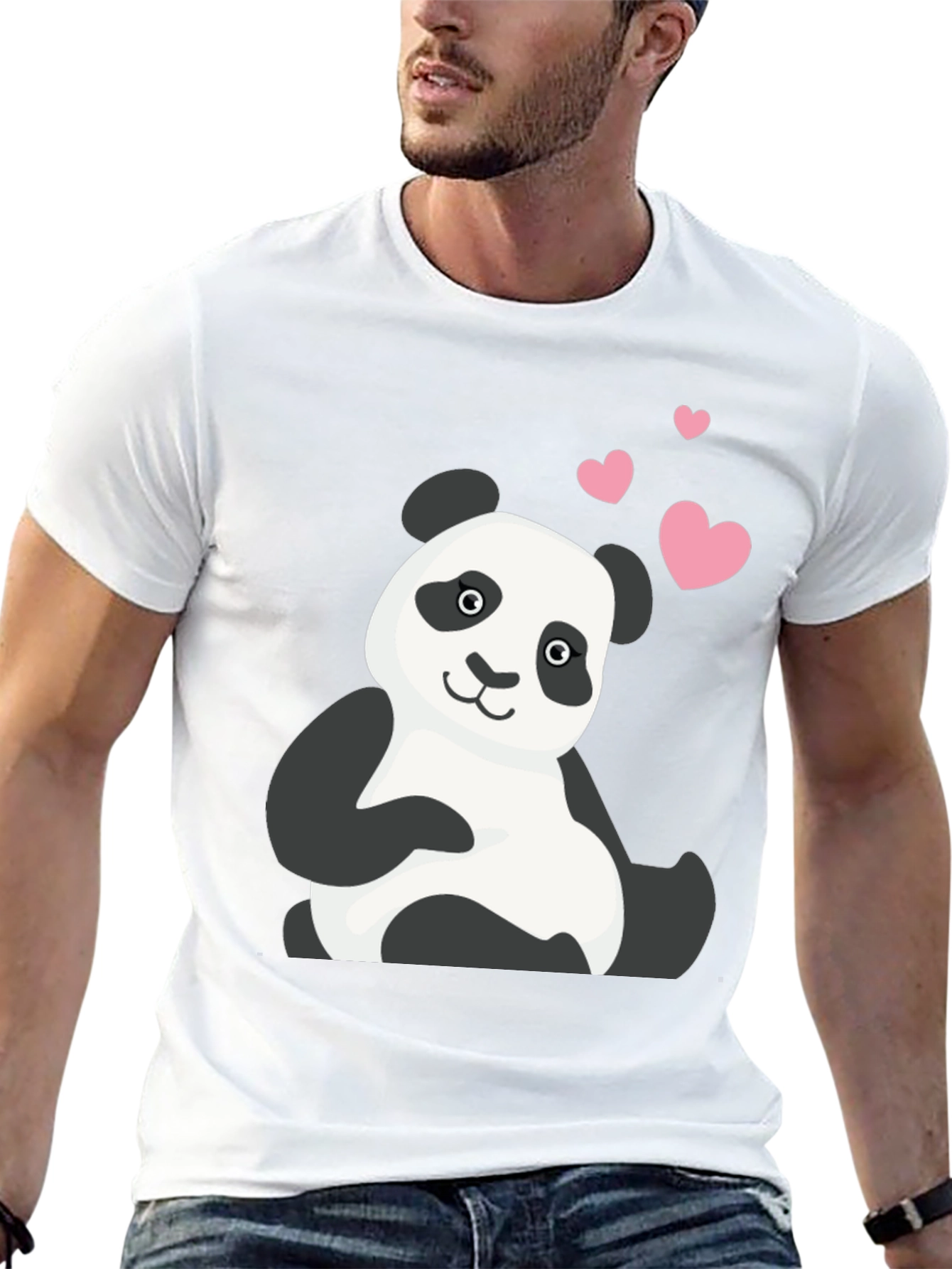 Cute Panda Bear T-Shirt with Heart Graphic