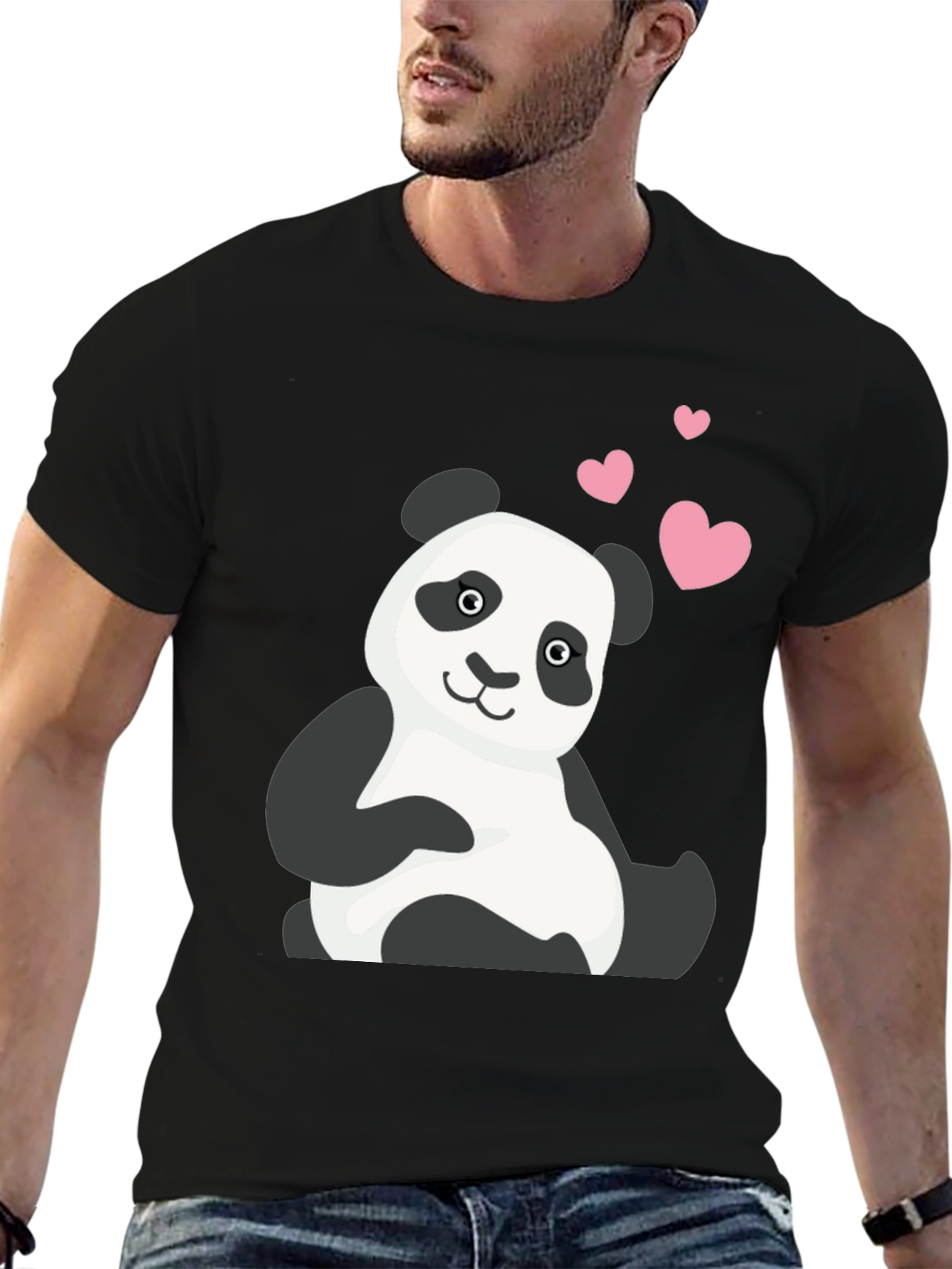 Cute Panda Bear T-Shirt with Heart Graphic