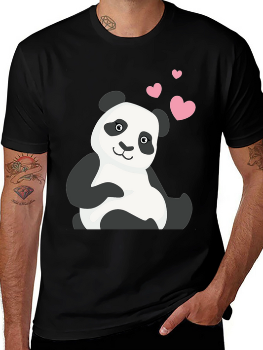 Cute Panda Bear T-Shirt with Heart Graphic