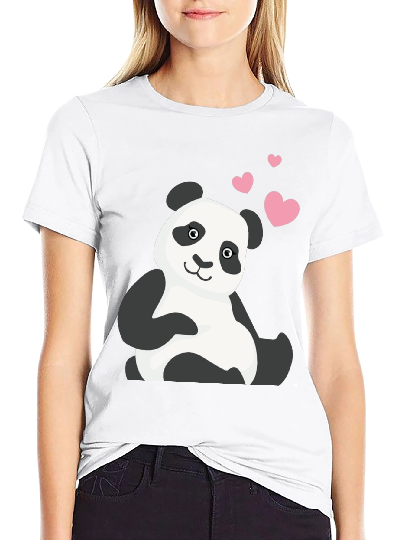 Cute Panda Bear T-Shirt with Heart Graphic