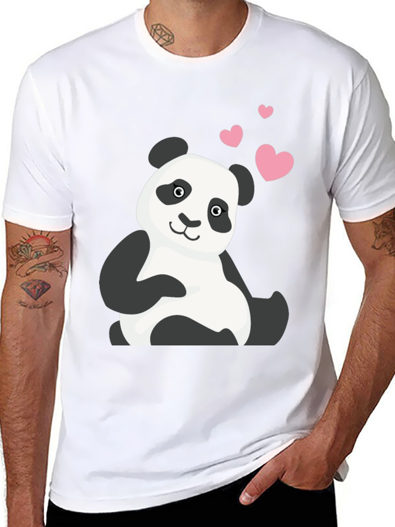 Cute Panda Bear T-Shirt with Heart Graphic